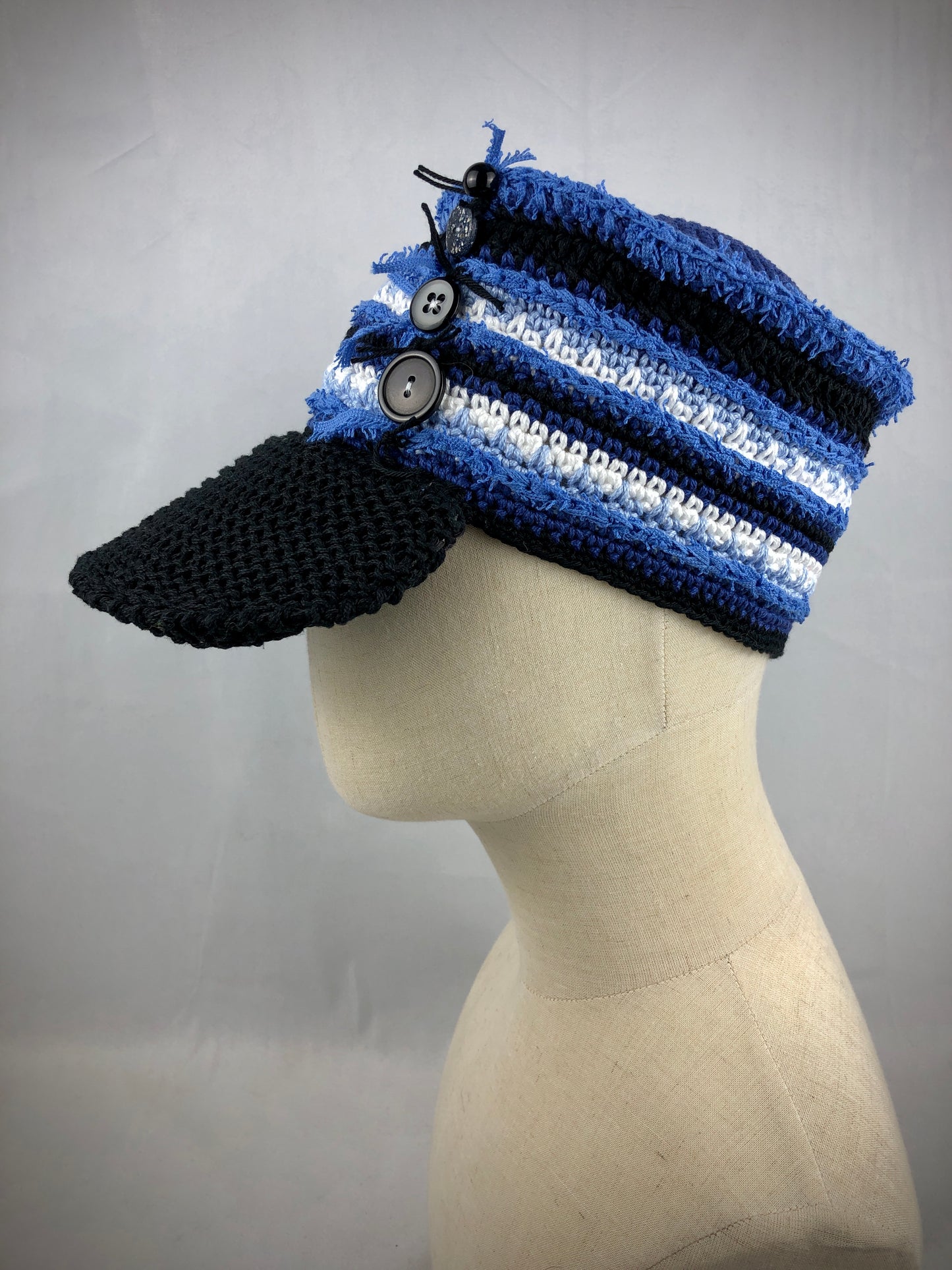 Blue cotton ball cap hat