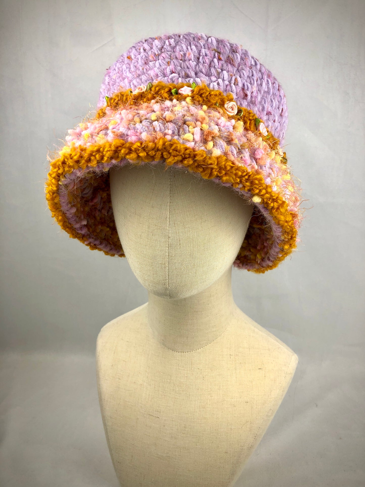Pink yellow elegant bucket hat