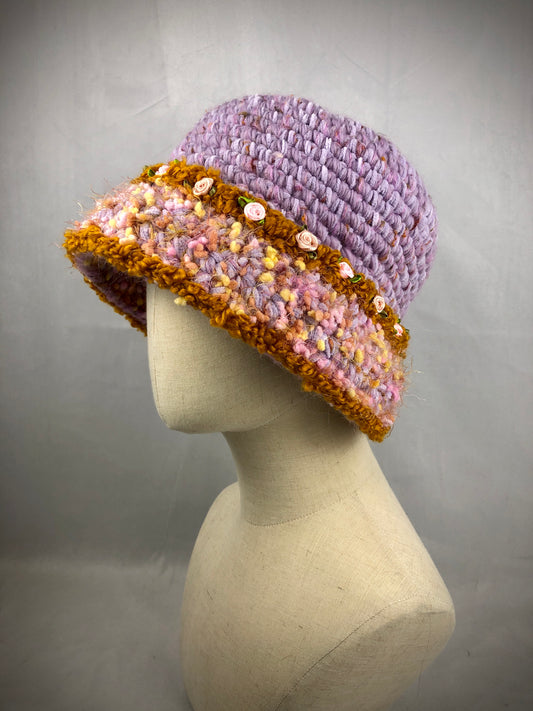 Pink yellow elegant bucket hat