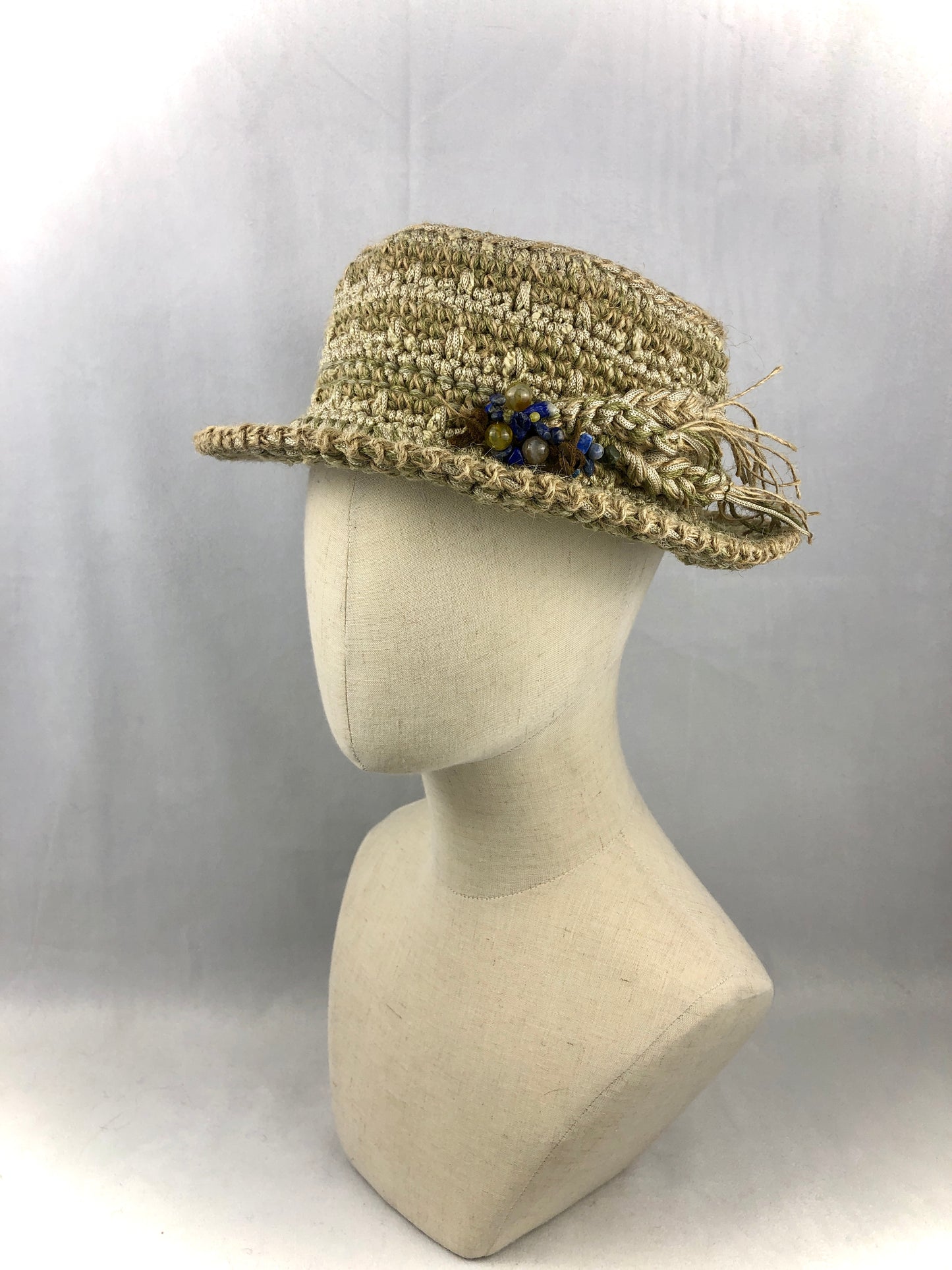 Olive jute straw style hat