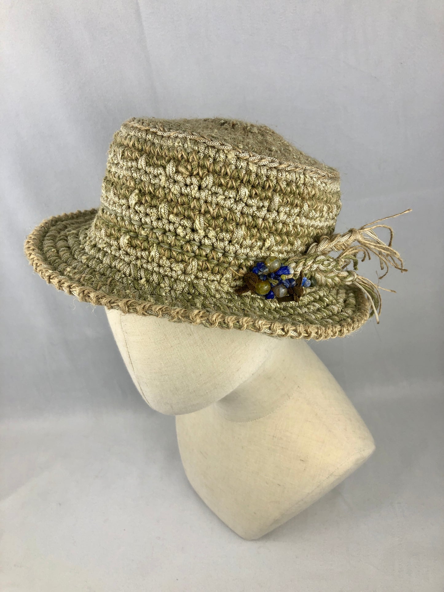 Olive jute straw style hat