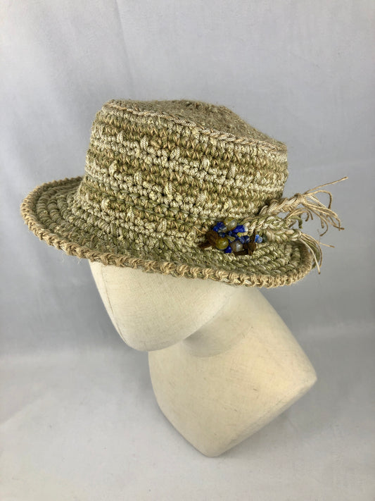 Olive jute bouter style sun hat