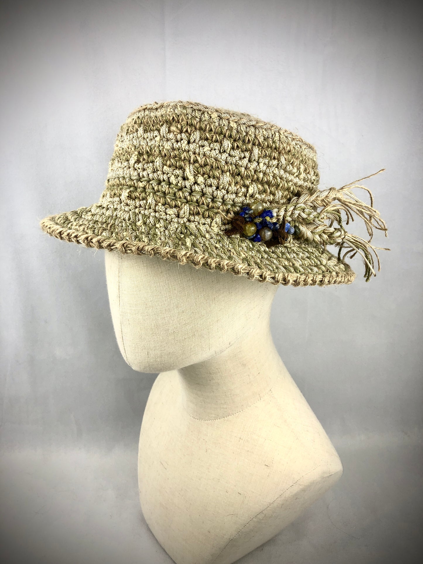 Olive jute straw style hat
