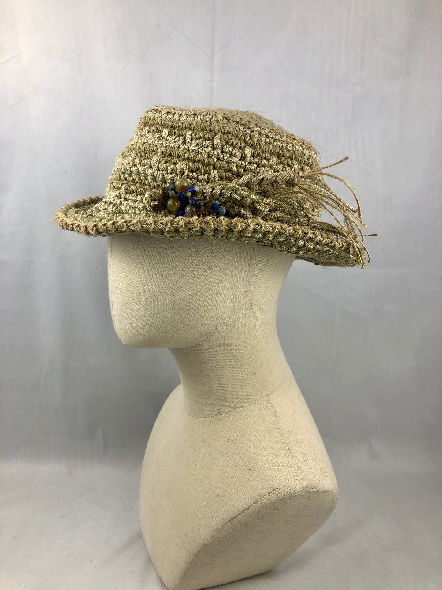 Olive jute straw style hat