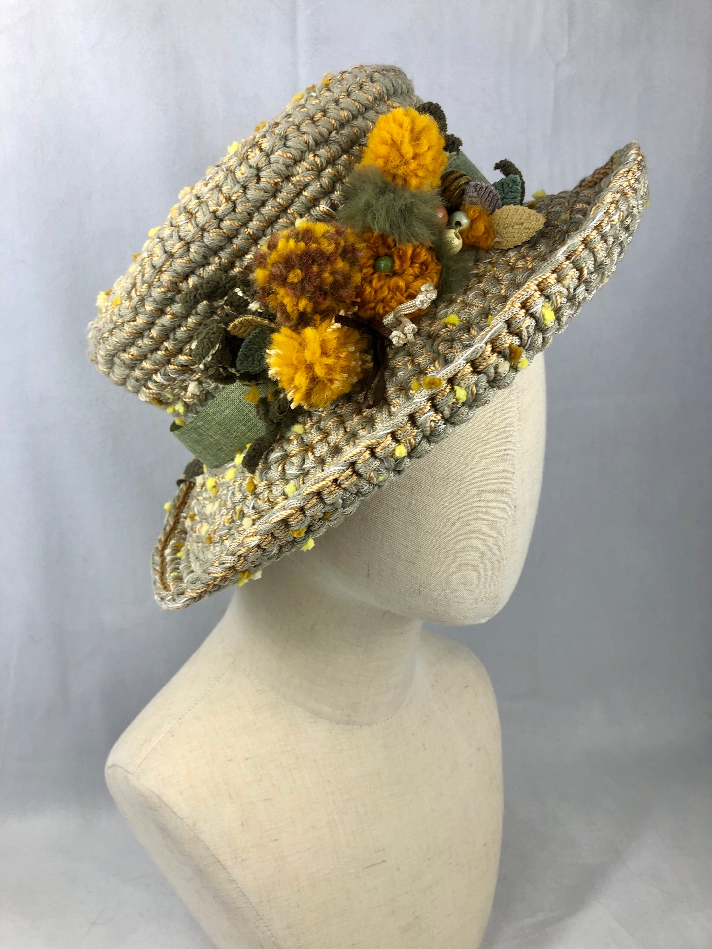 Olive gold retro style sunhat