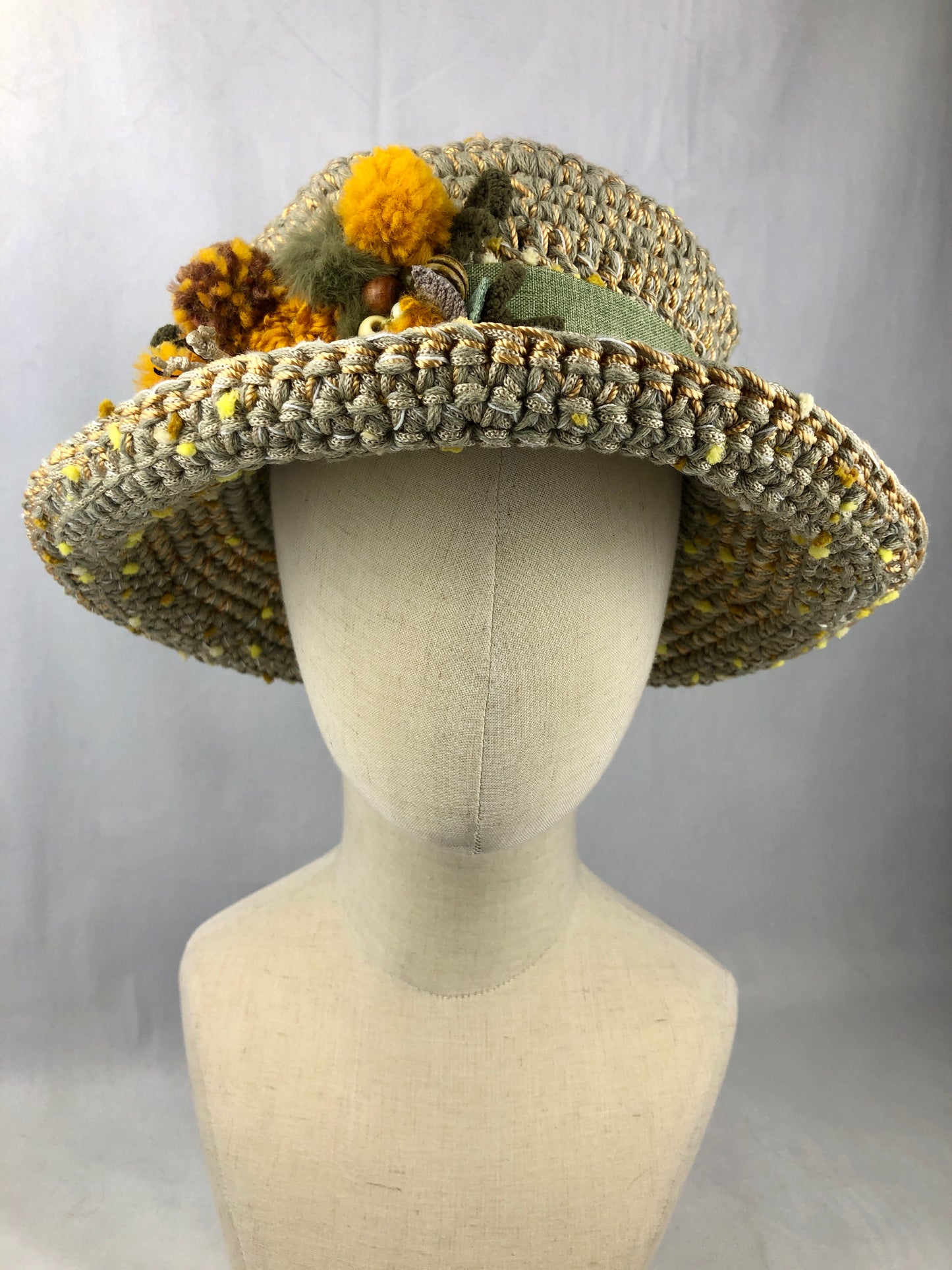 Olive gold retro style sunhat