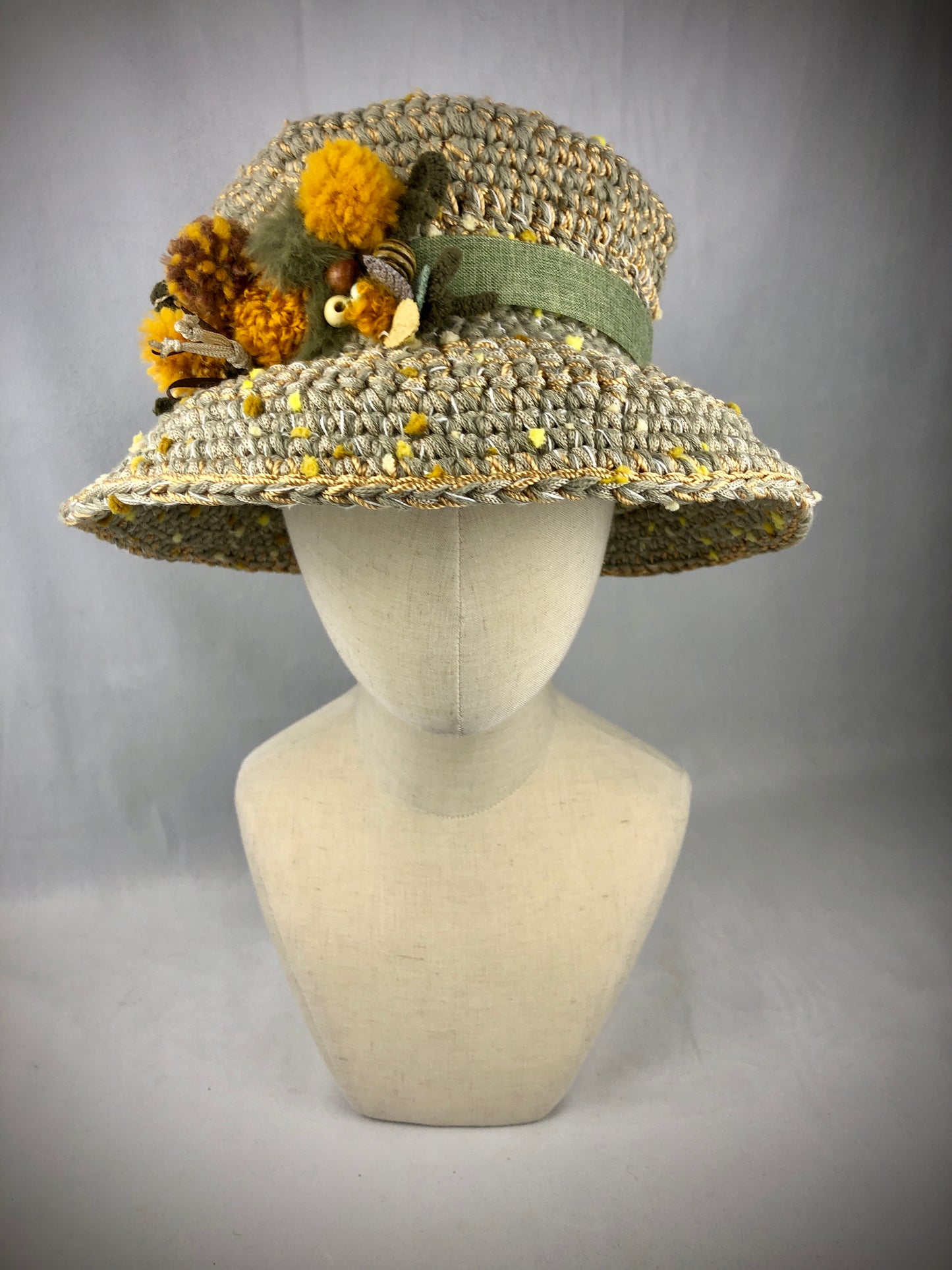Olive gold retro style sunhat