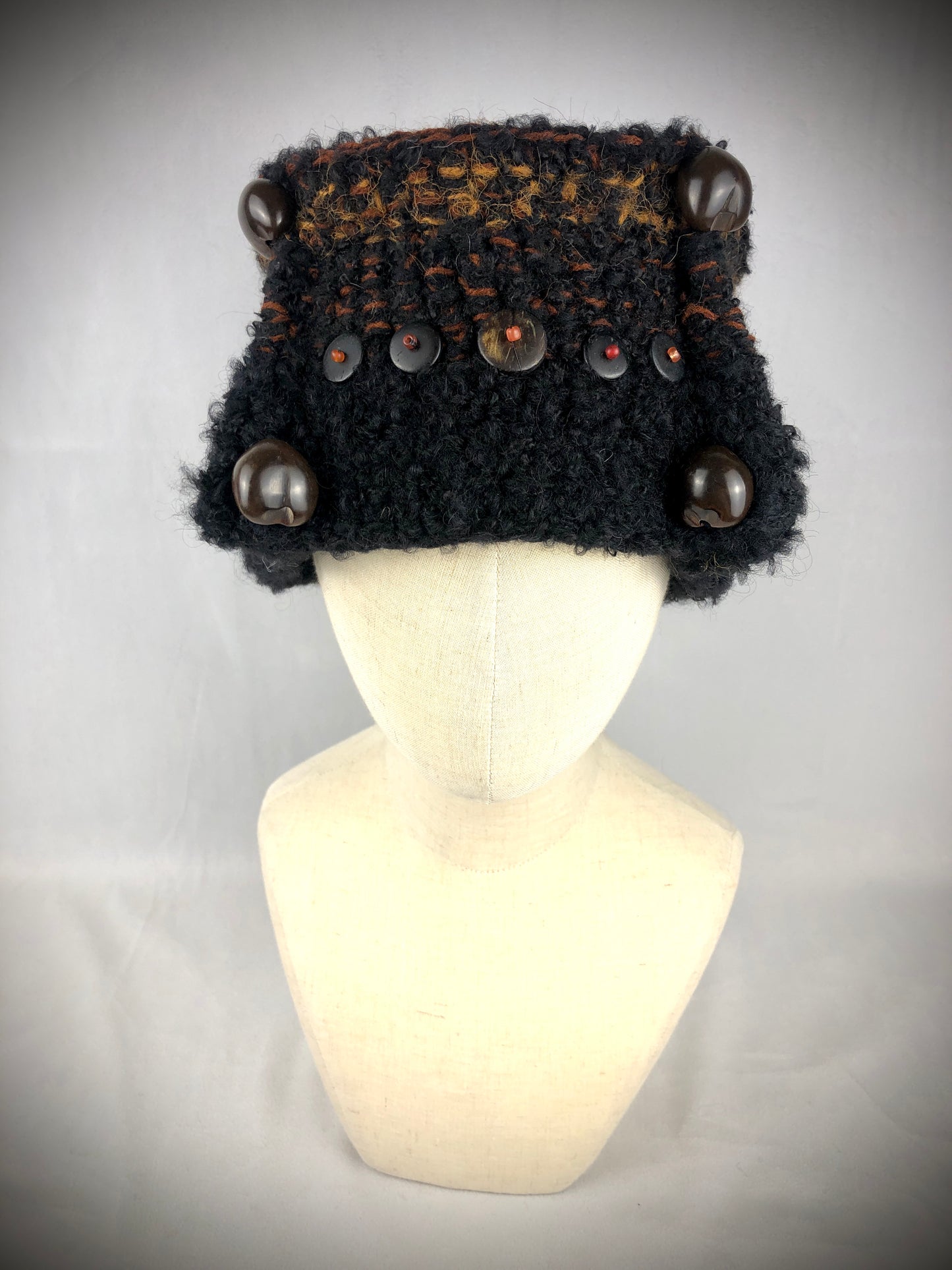 Black brown square bucket hat