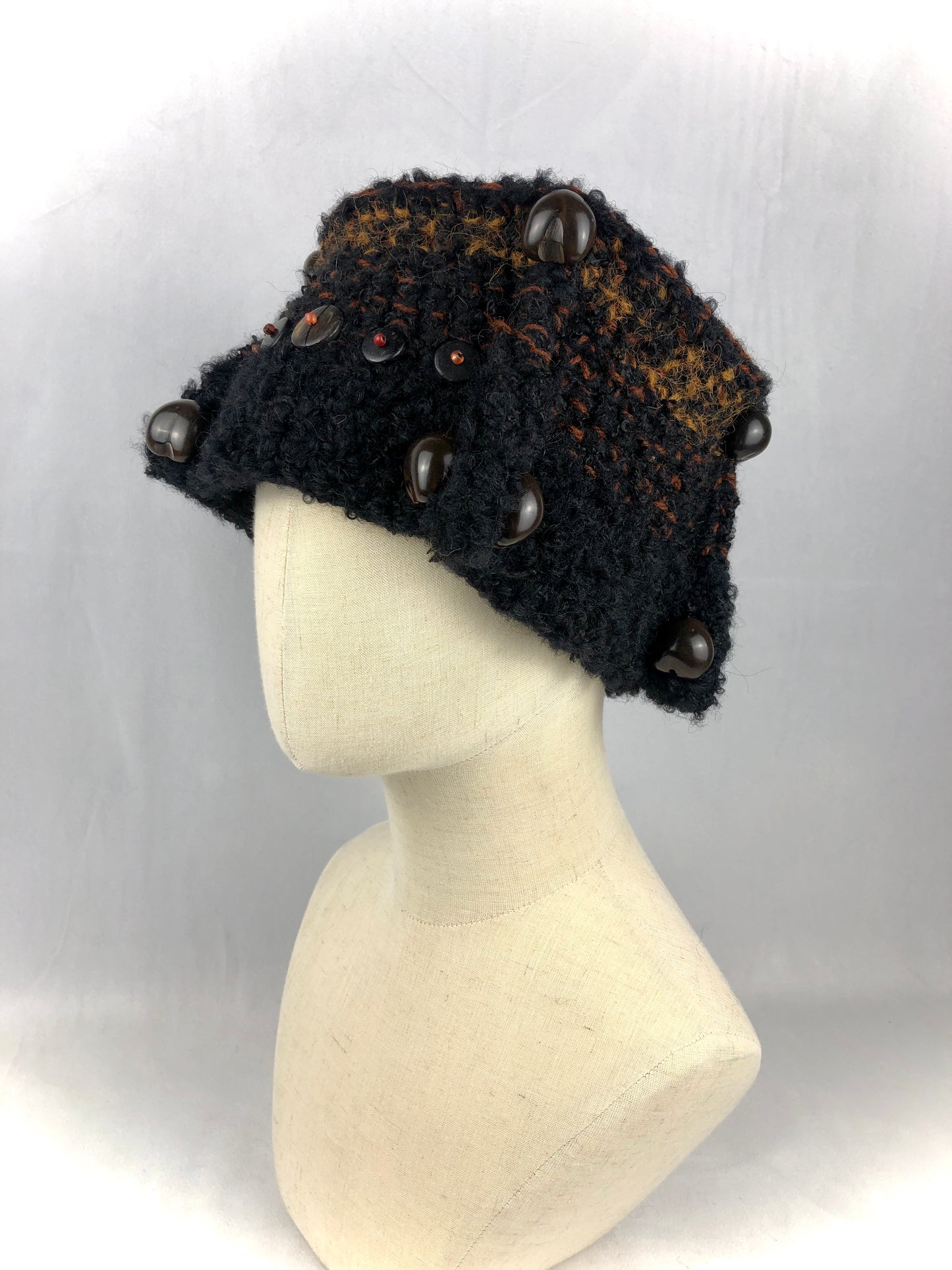 Black brown square bucket hat