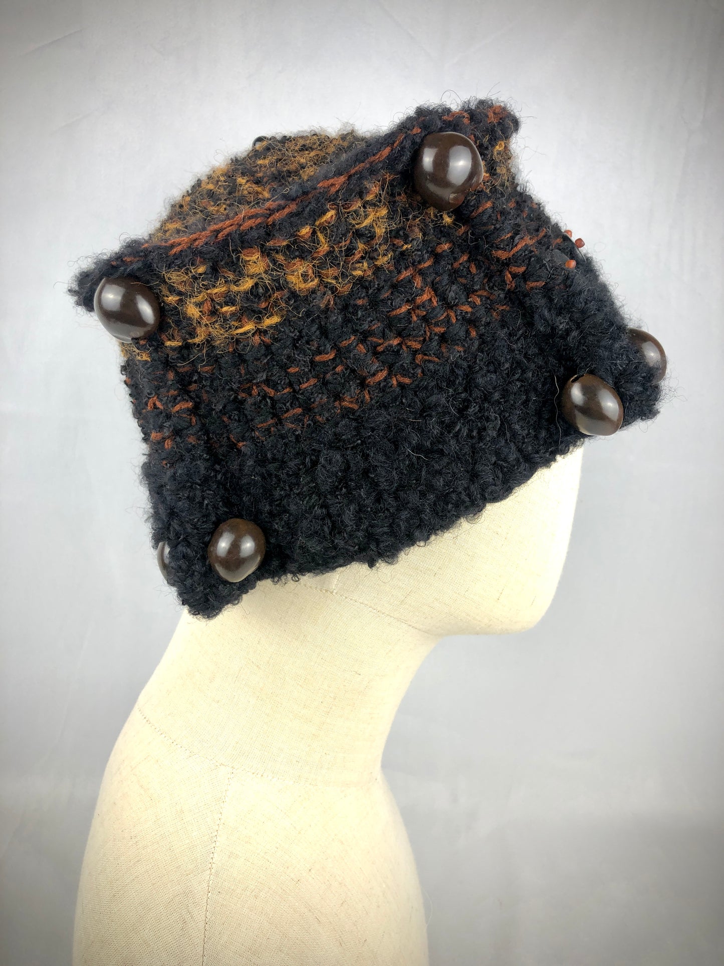 Black brown square bucket hat