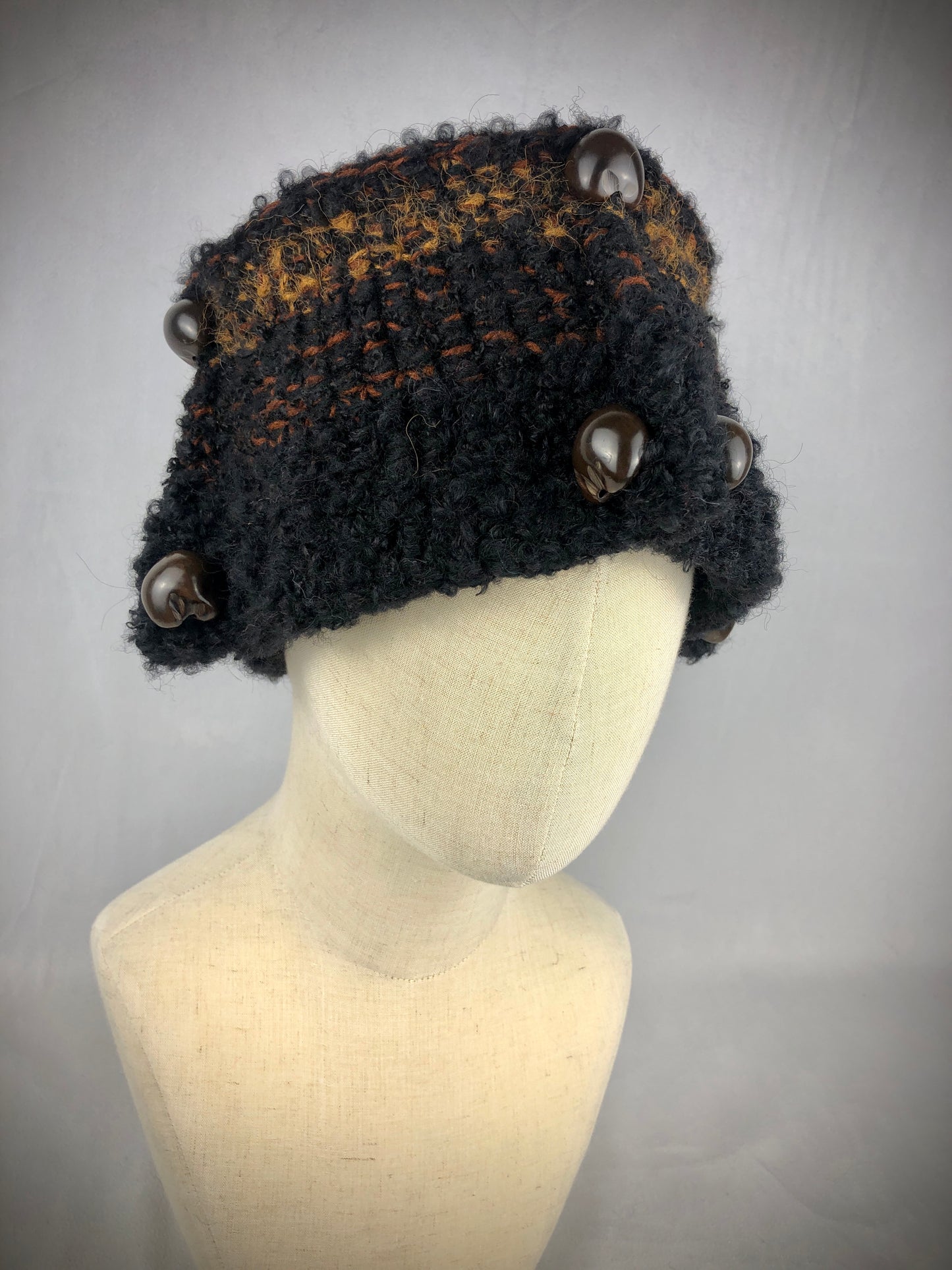 Black brown square bucket hat