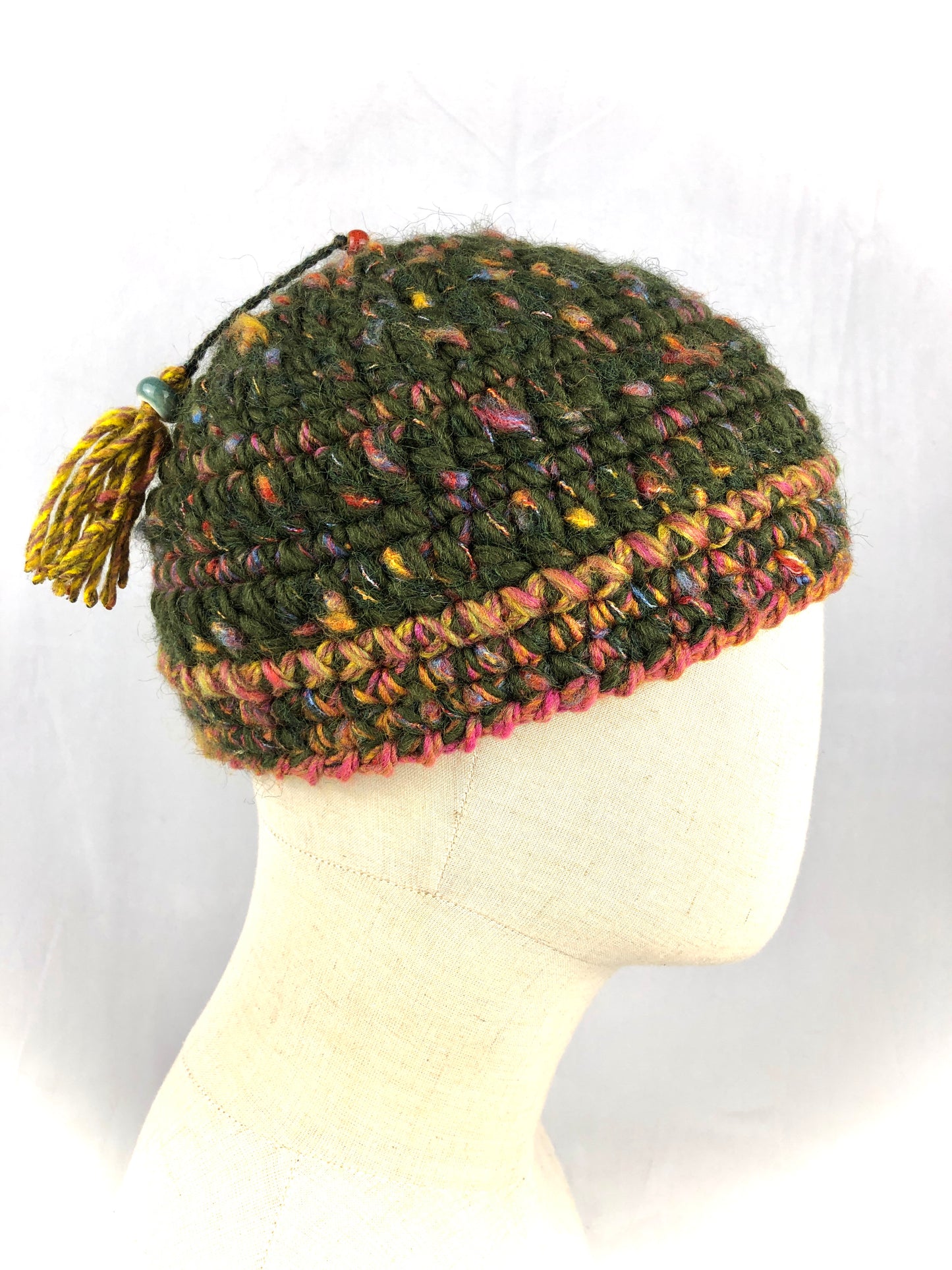 Green wool beanie toque hat