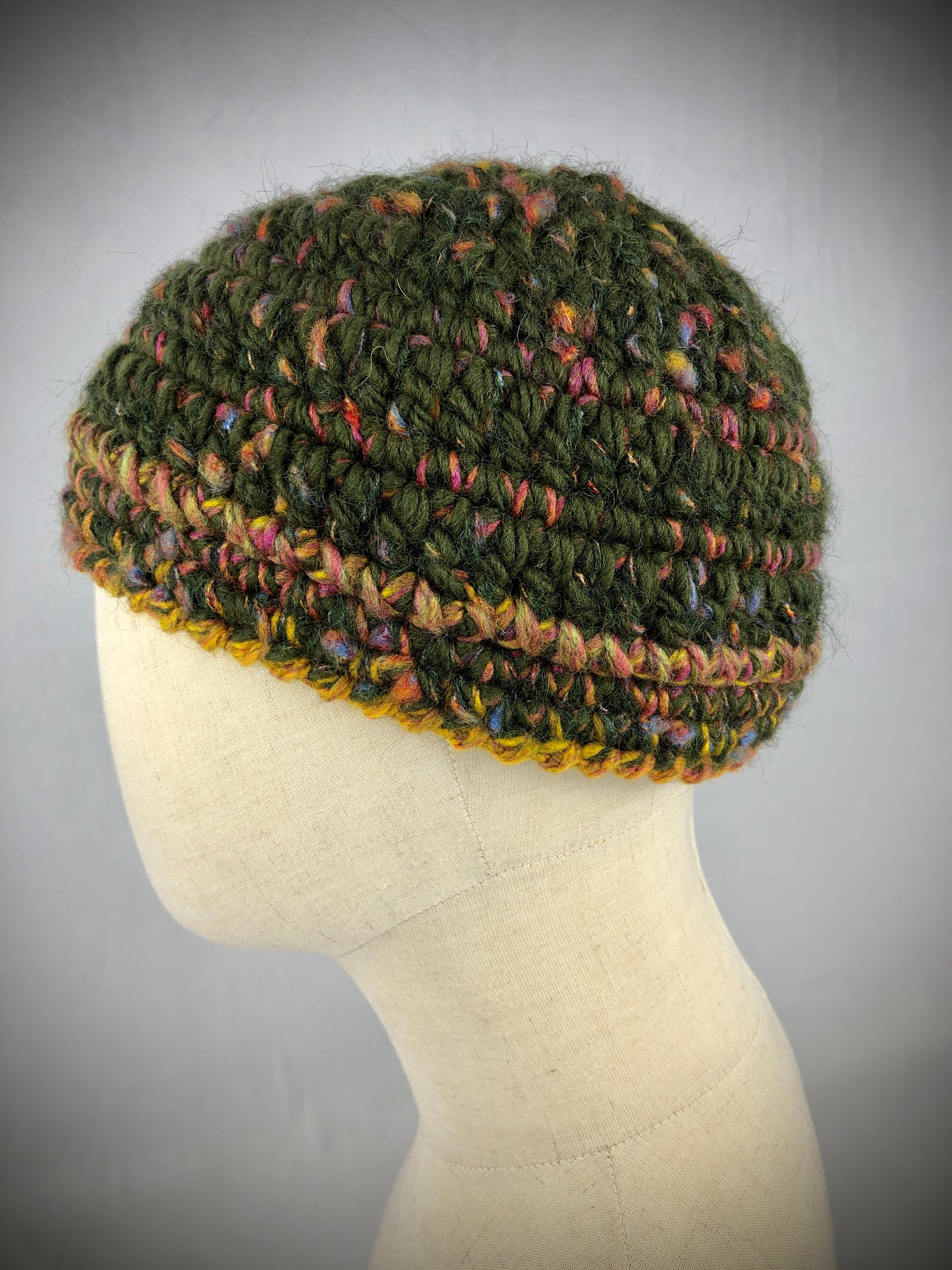 Green wool beanie toque hat