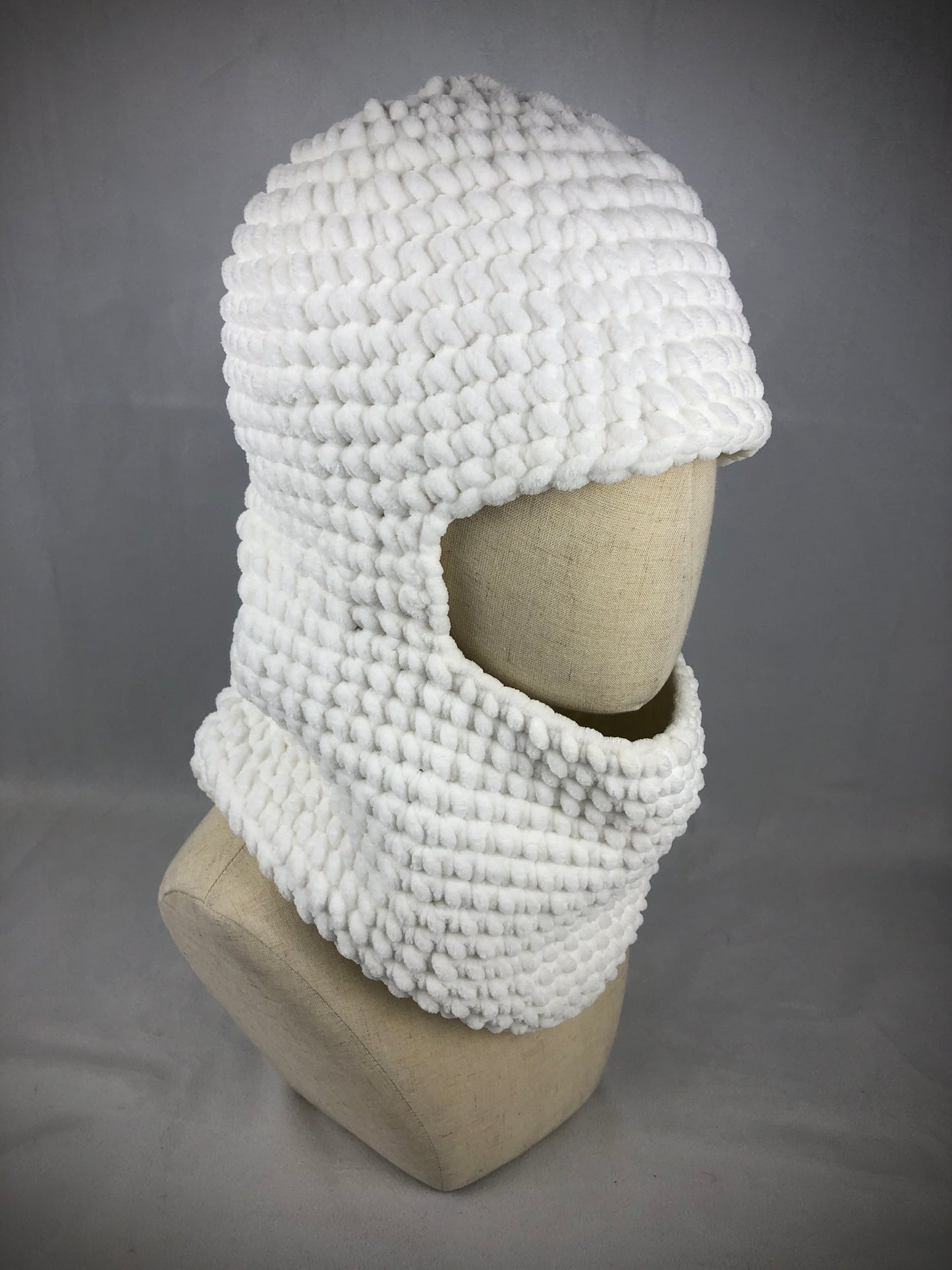 Snow white balaclava ski mask hat