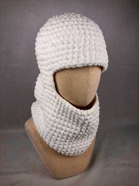 Snow white balaclava ski mask hat