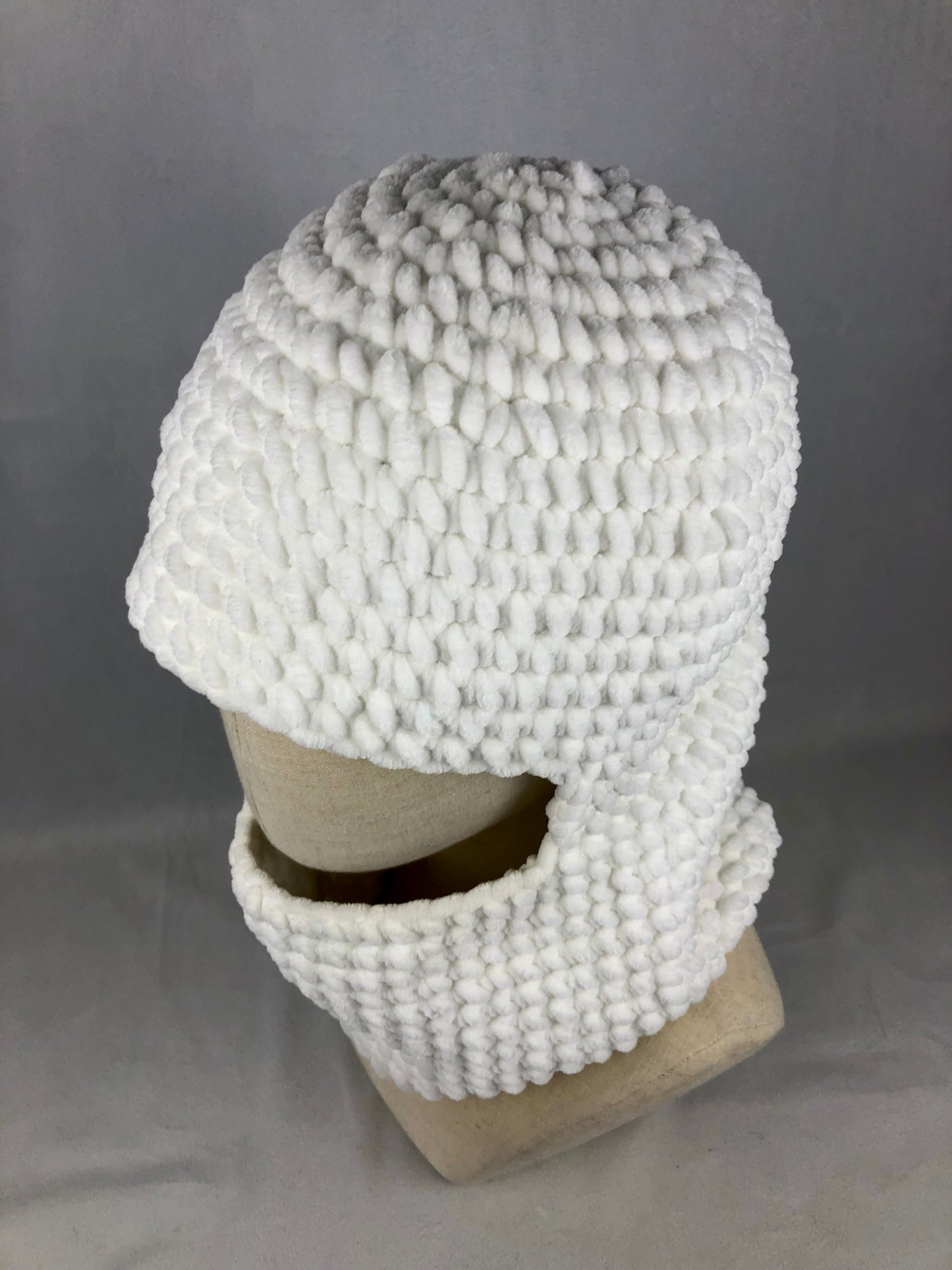 Snow white balaclava ski mask hat