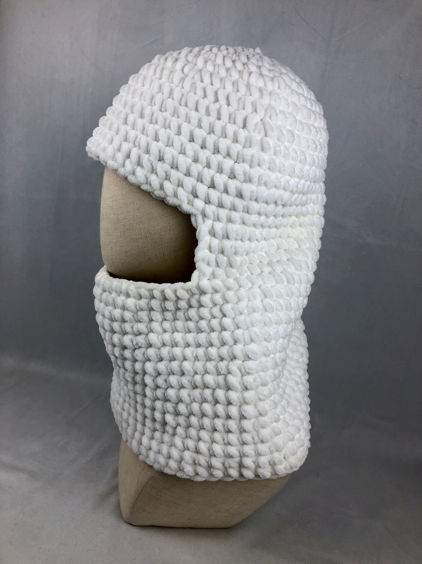 Snow white balaclava ski mask hat