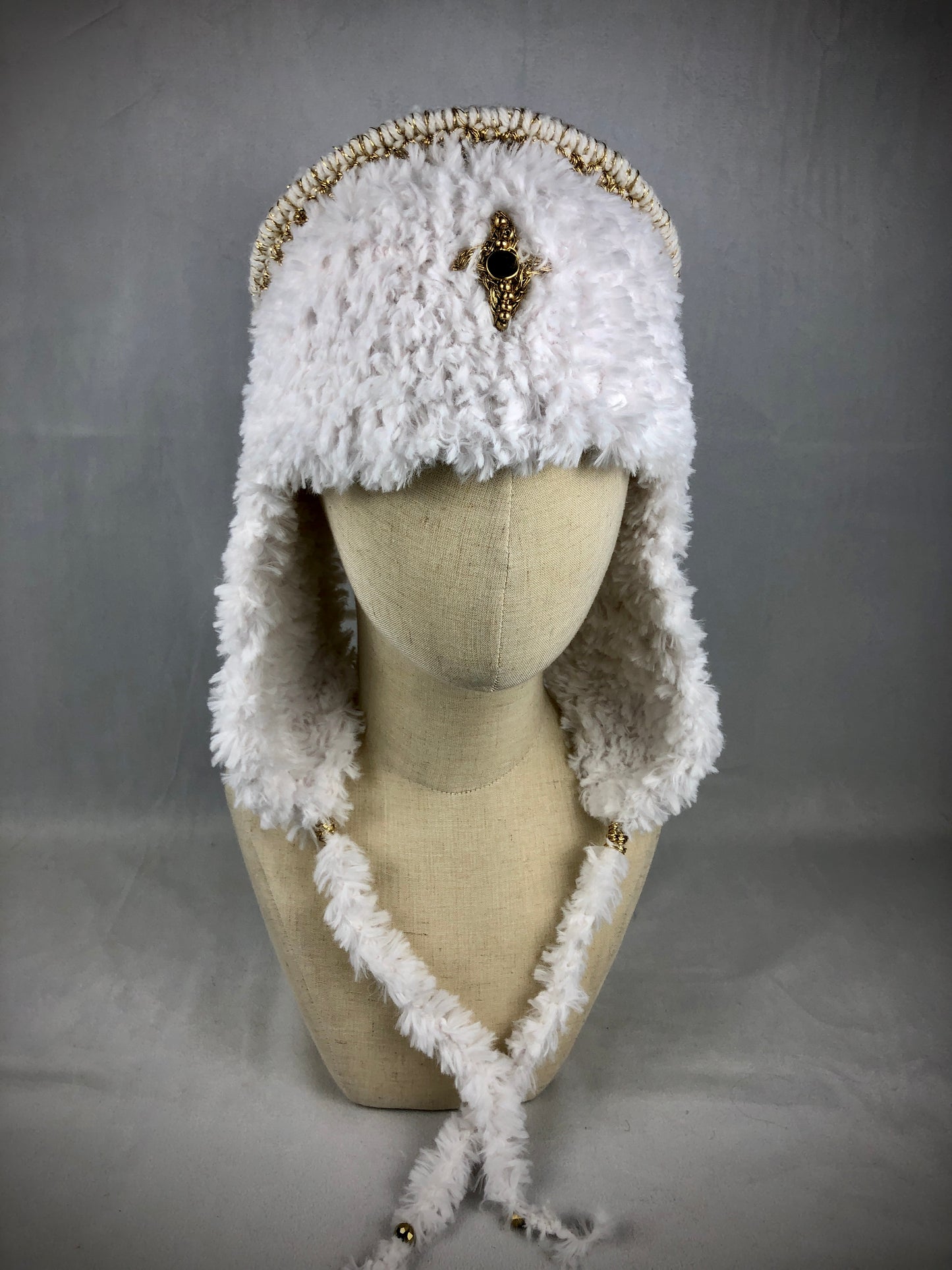 Angel fuzzy earflap hat