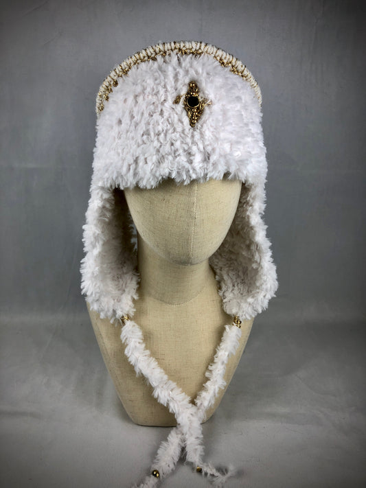 Angel fuzzy earflap hat