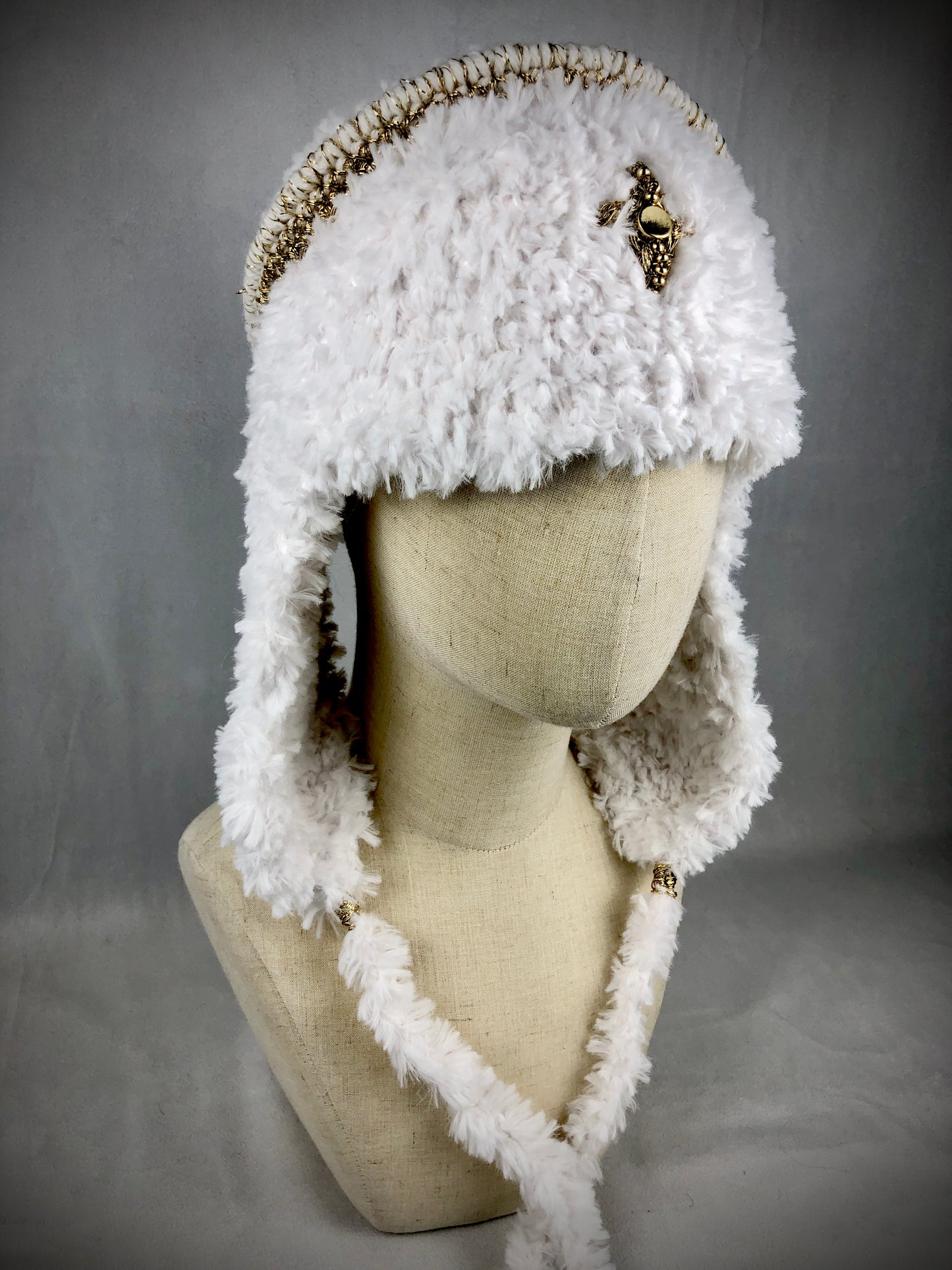 Angel fuzzy earflap hat