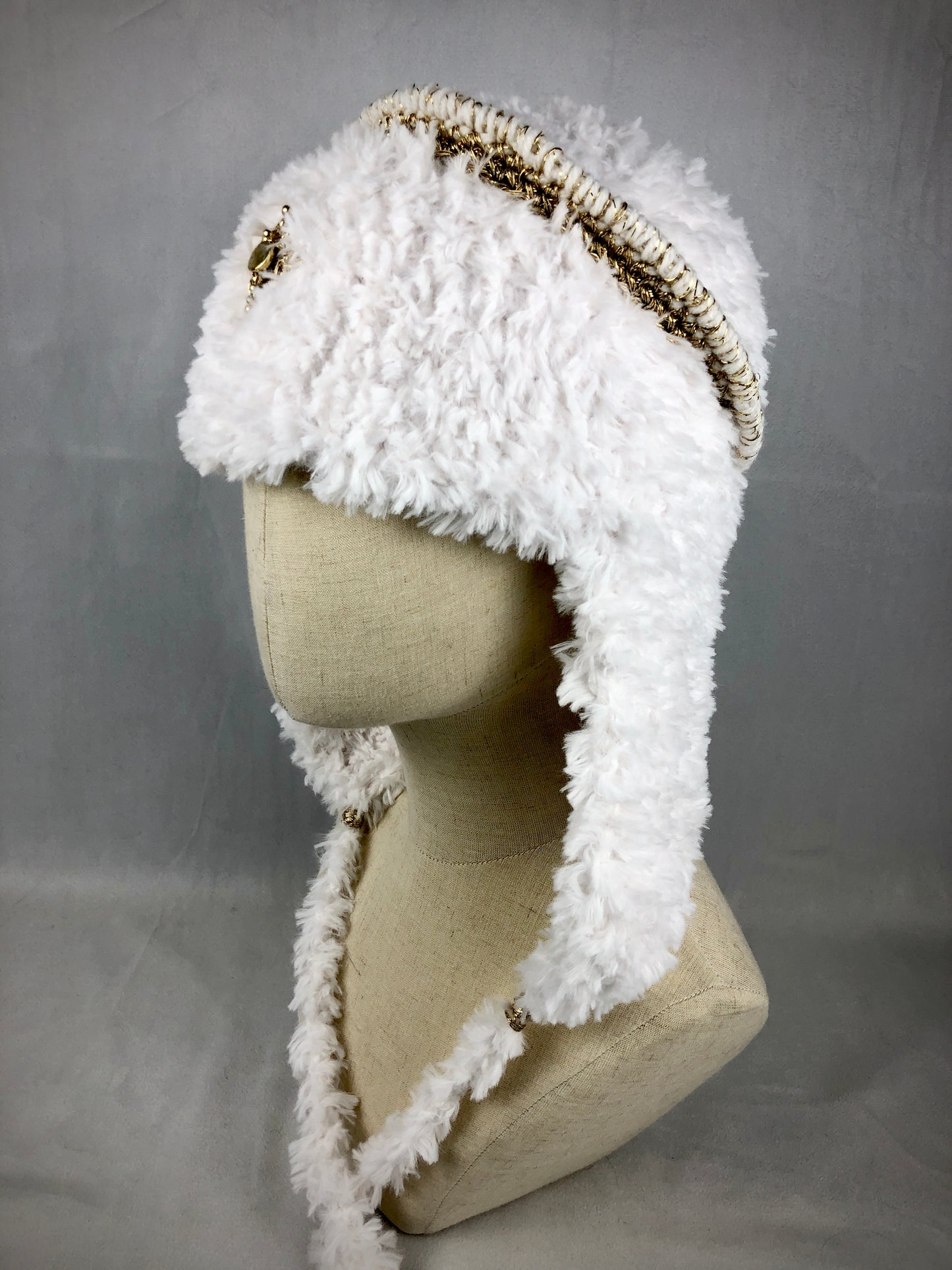 Angel fuzzy earflap hat
