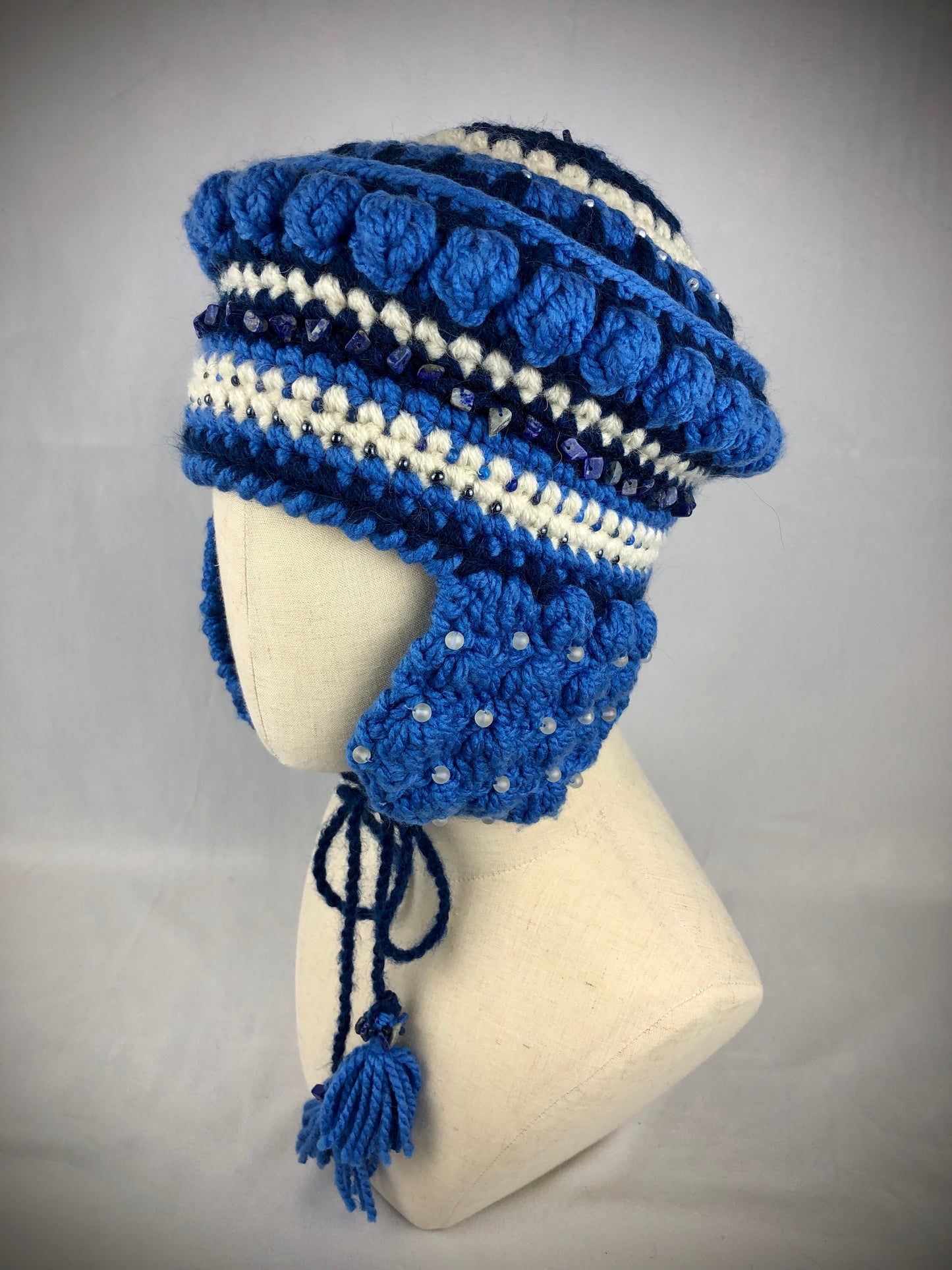Blue lapis earflap hat