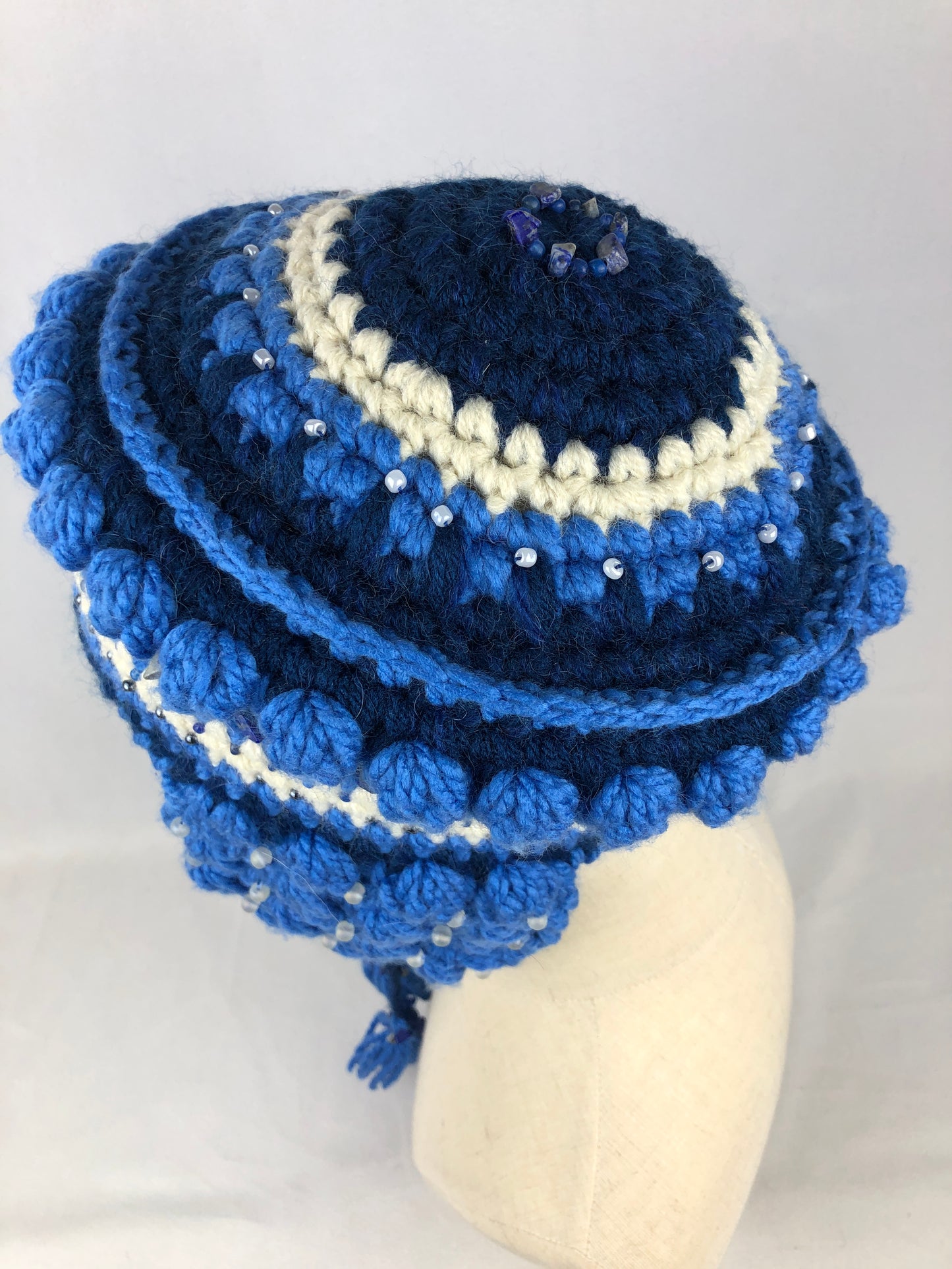 Blue lapis earflap hat