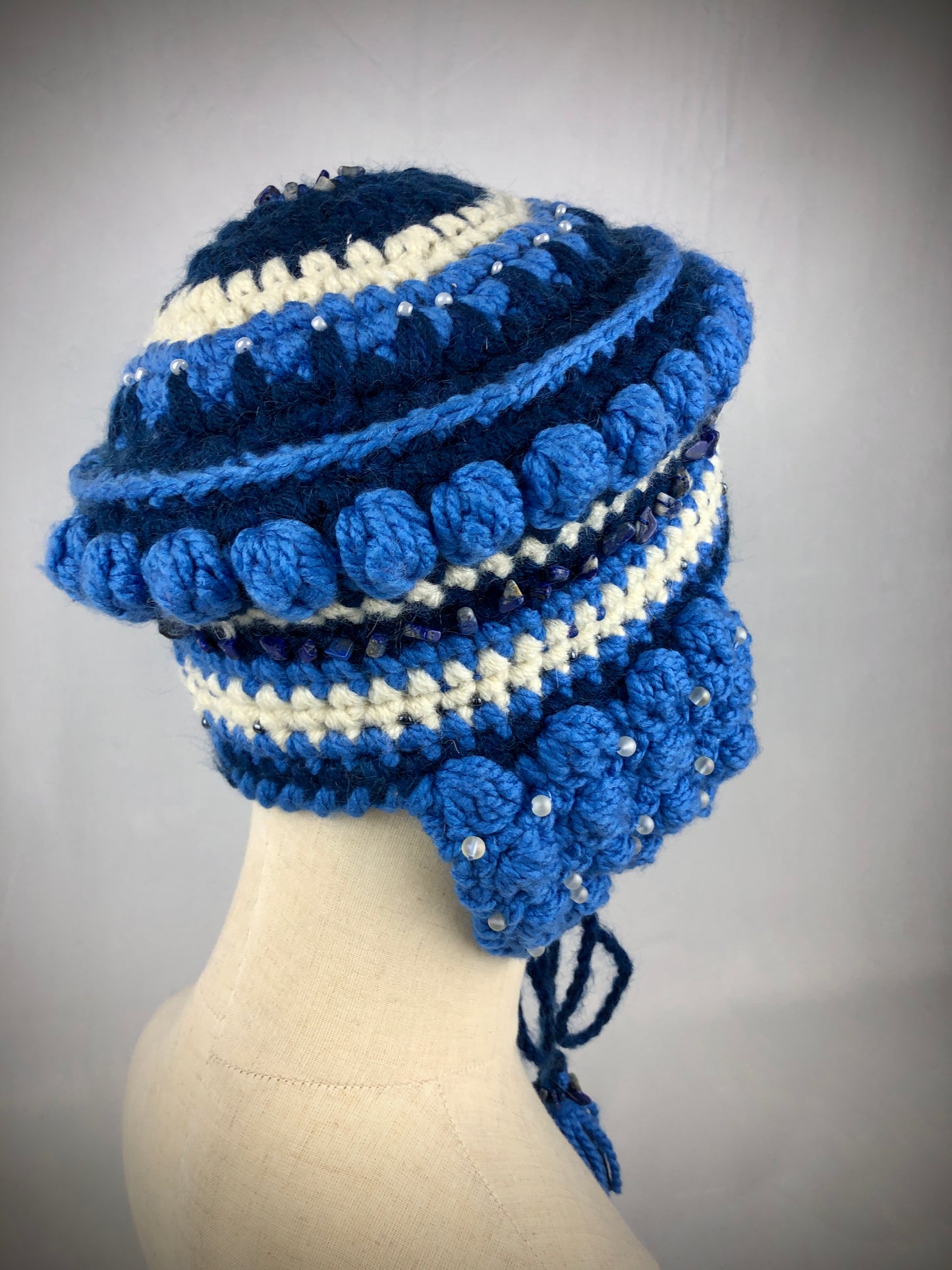 Blue lapis earflap hat