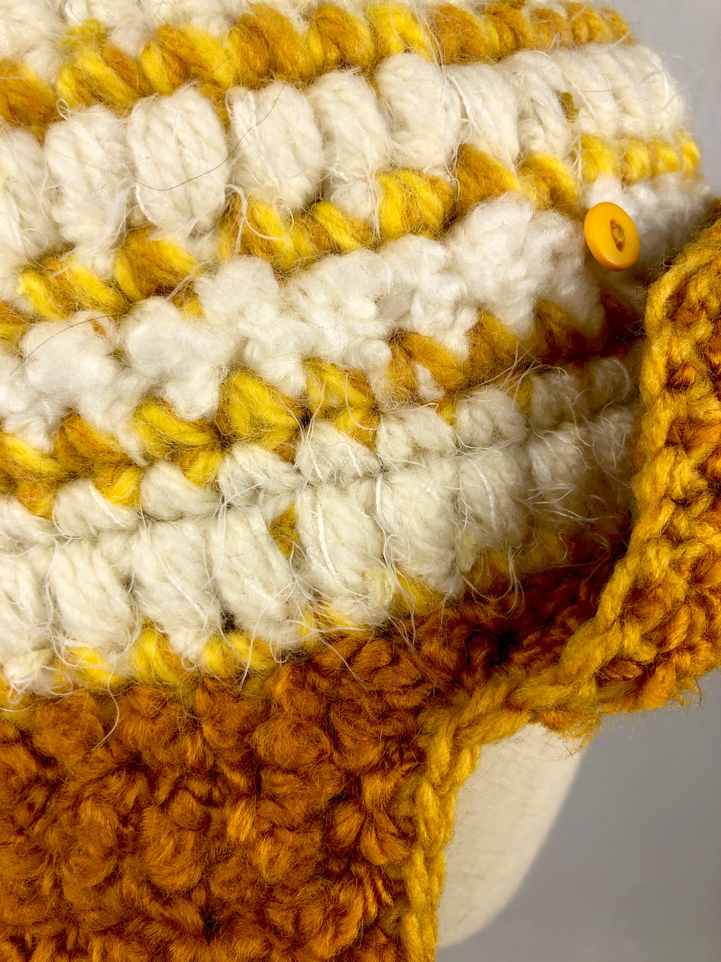 Yellow white earflap hat
