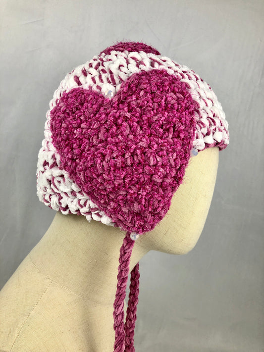 Pink heart 🩷 earflap hat