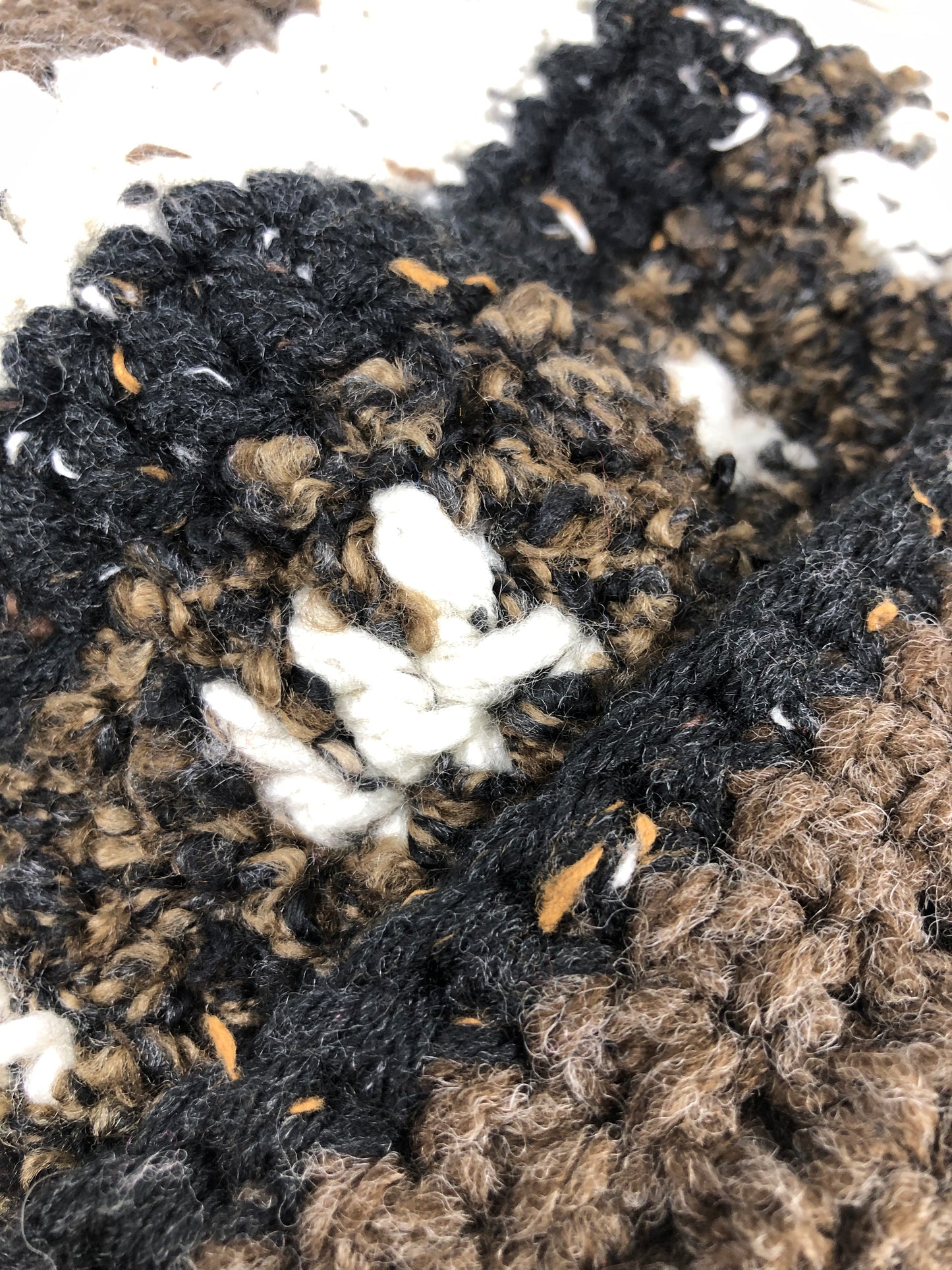 Brown black white beanie toque hat