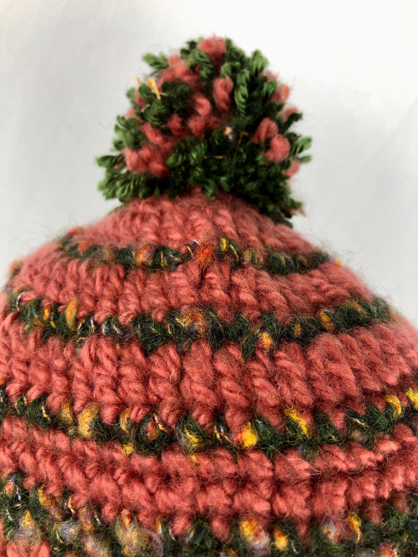 Red green stripe beanie toque