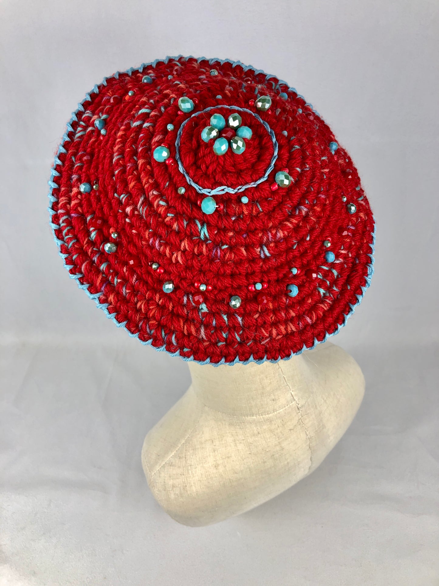 Red merino wool beret