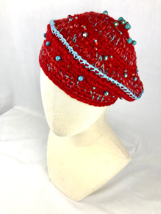 Red merino wool beret