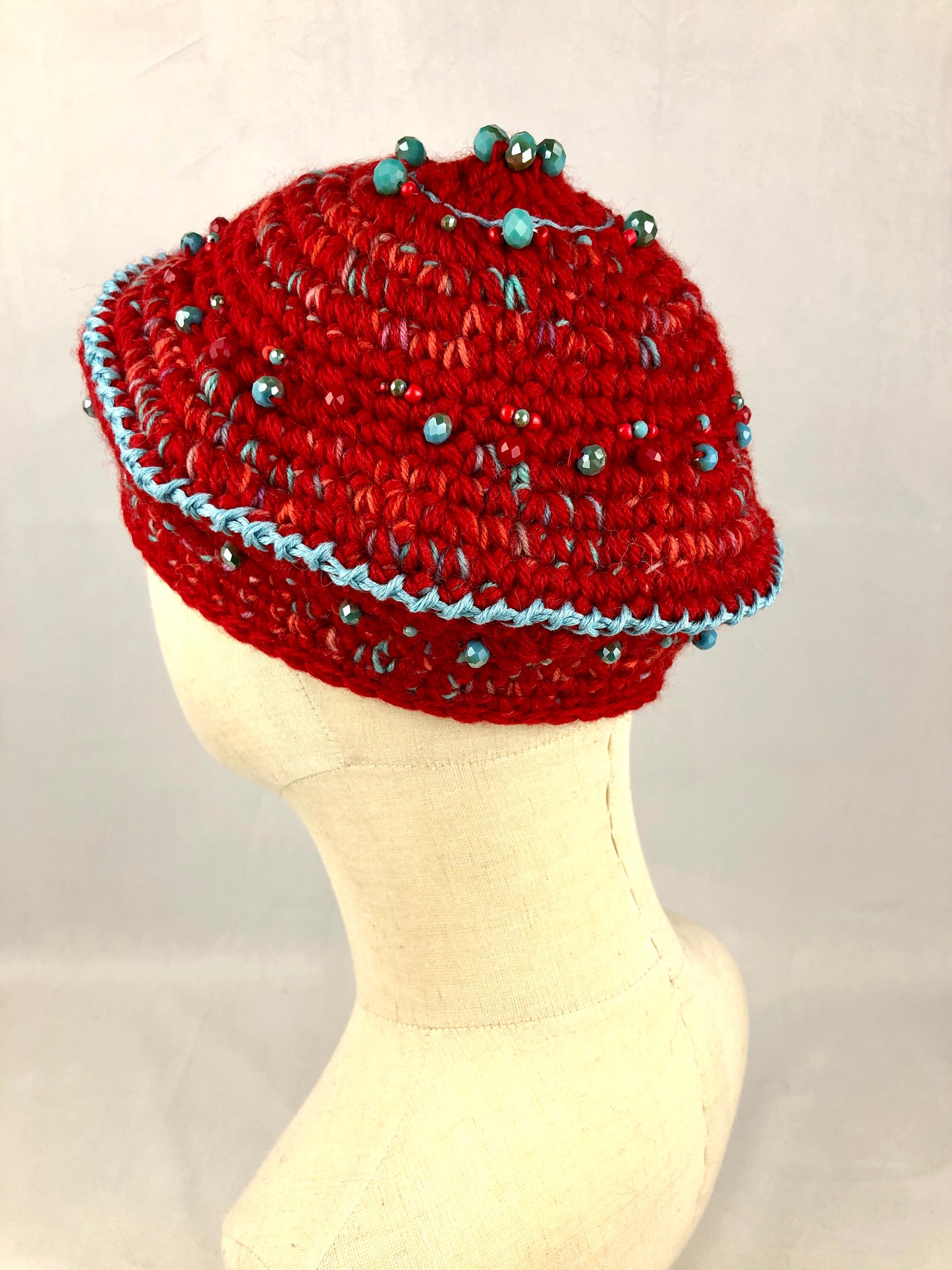 Red merino wool beret