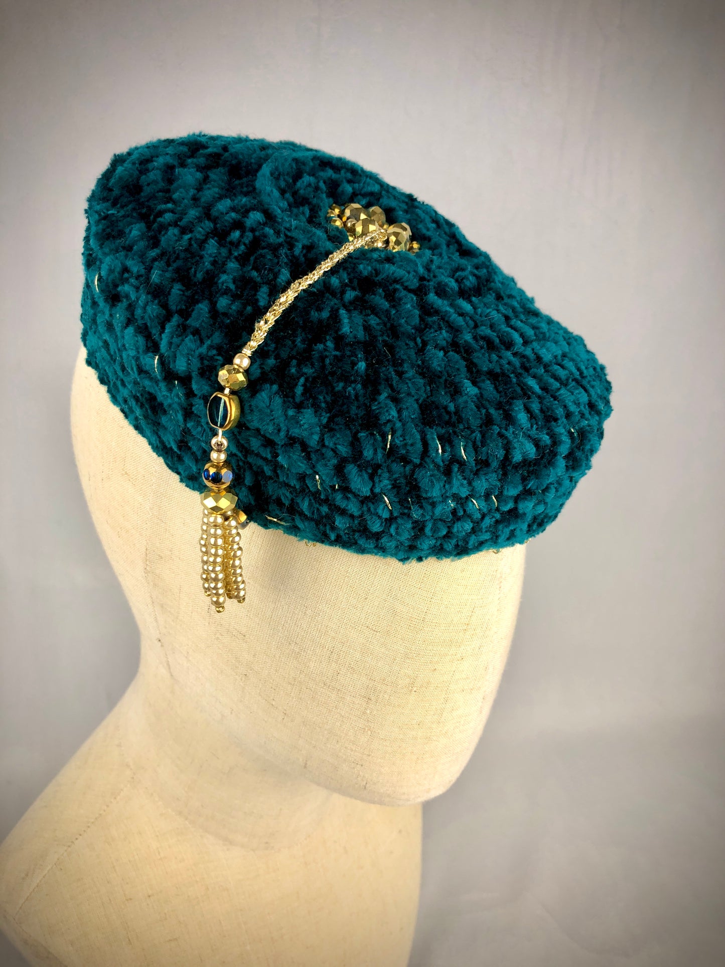 Emerald green gold cocktail hat