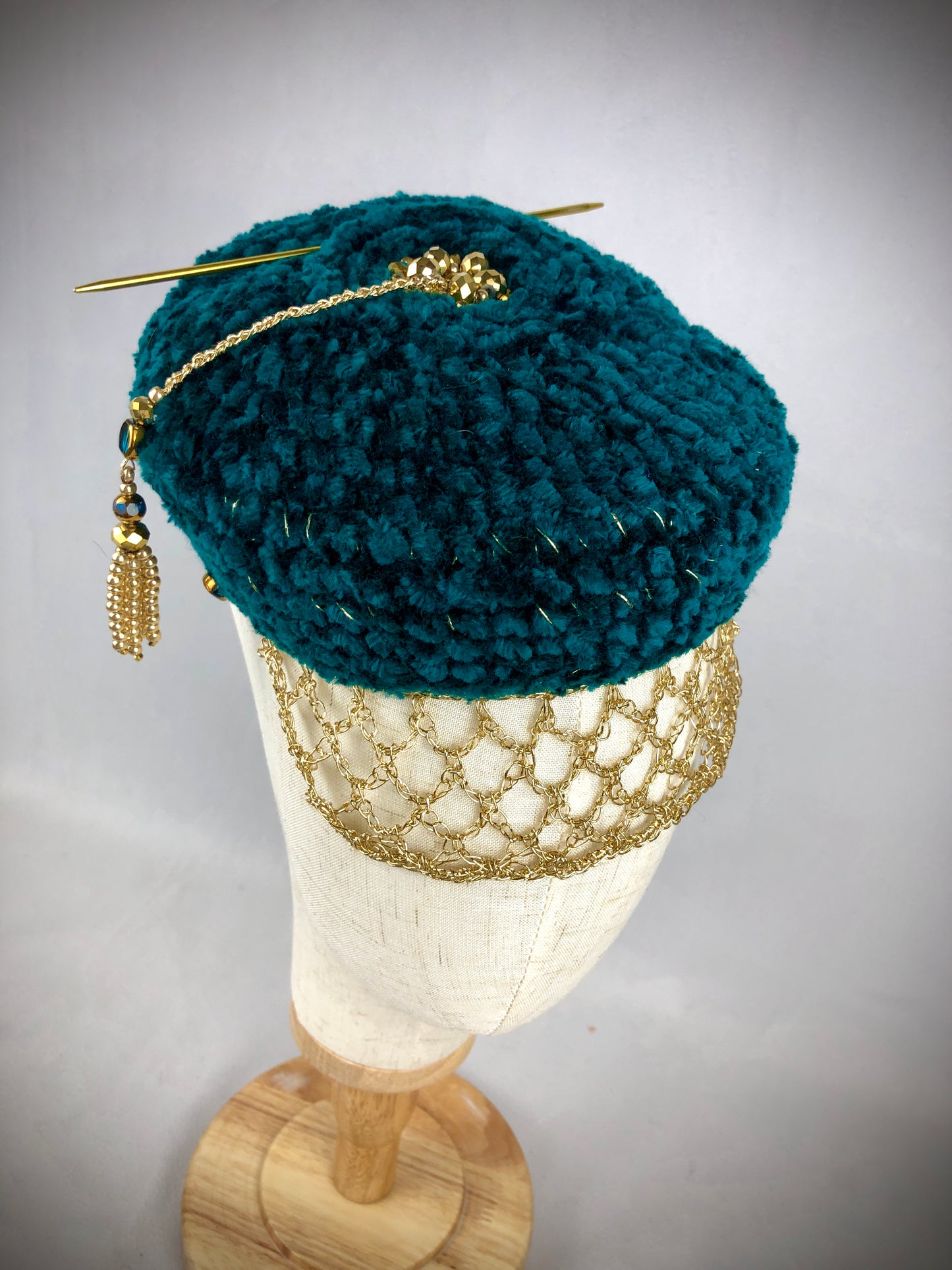 Emerald green gold cocktail hat