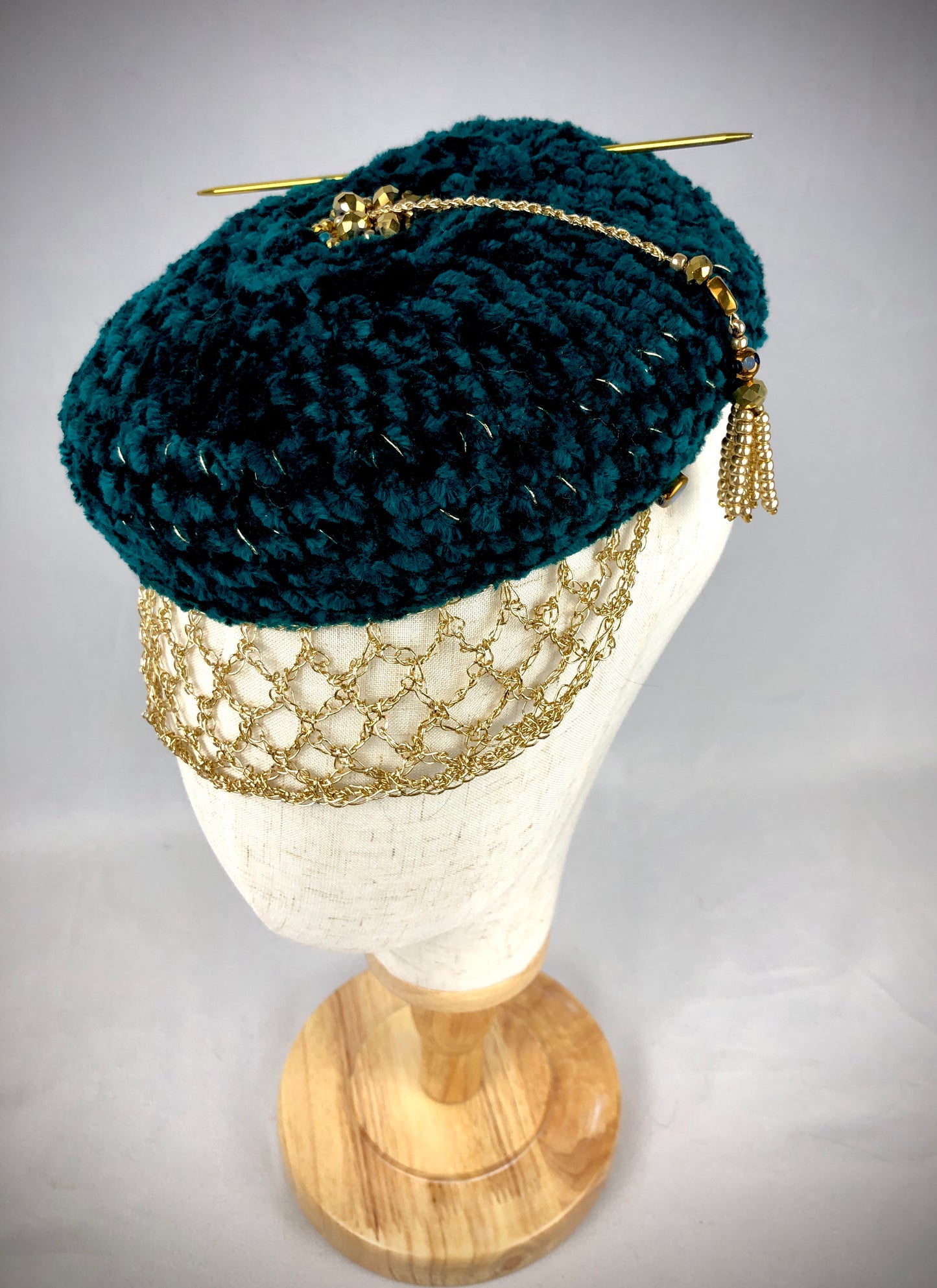 Emerald green gold cocktail hat