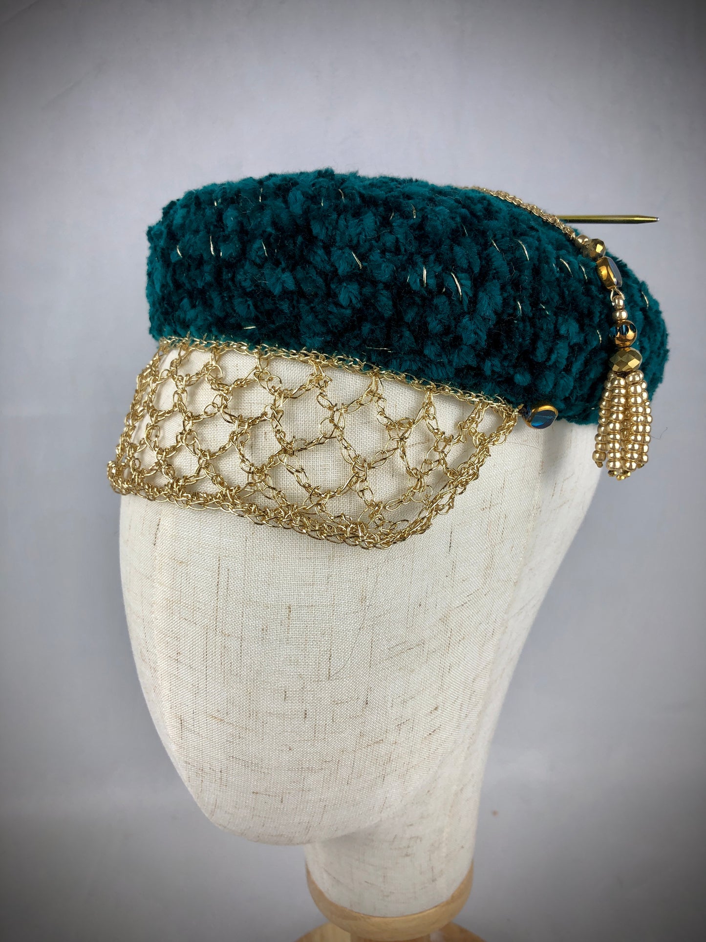 Emerald green gold cocktail hat