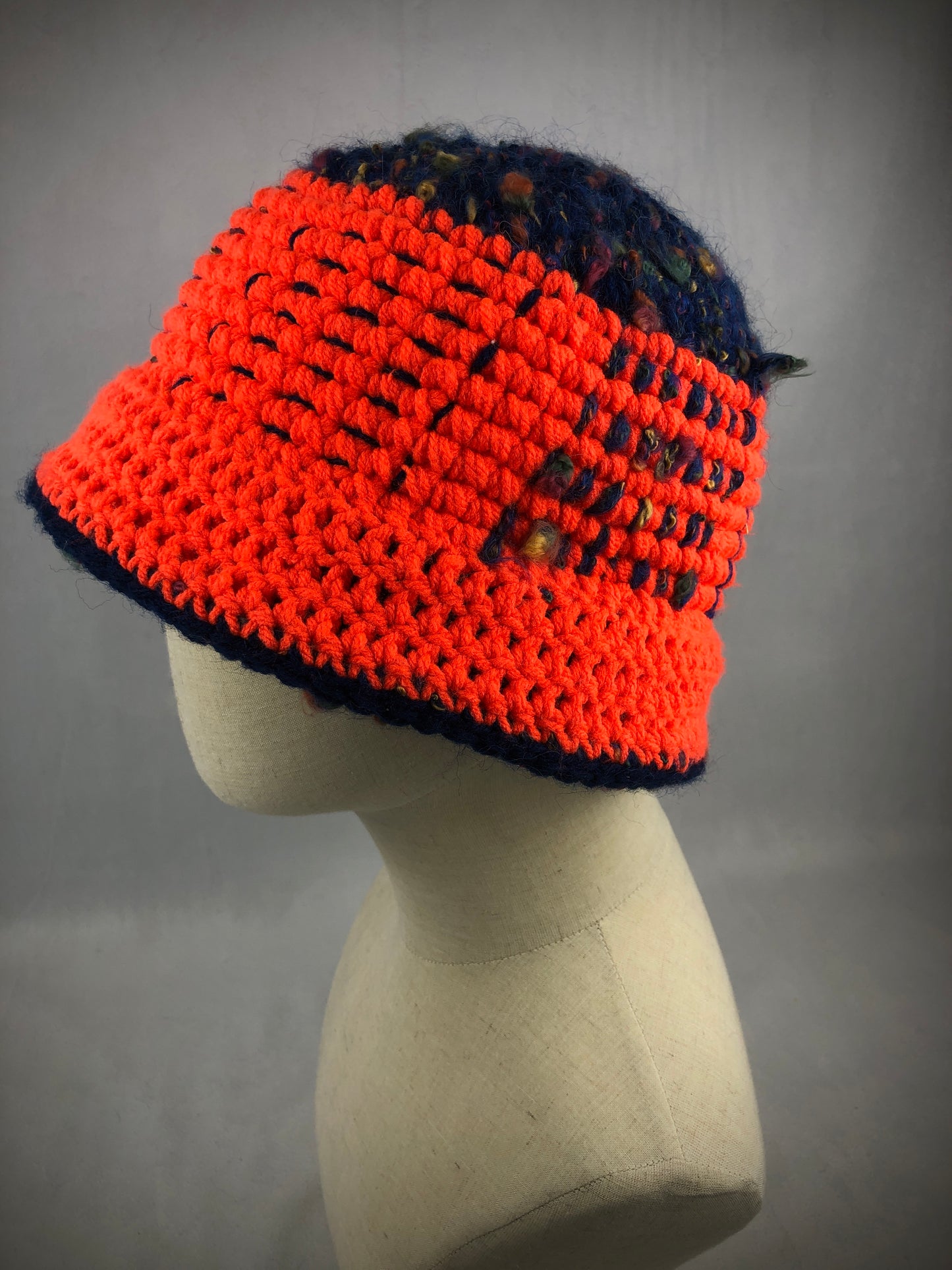 Blue orange bucket hat. Reversible