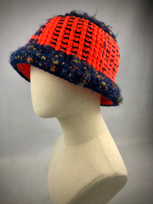 Blue orange bucket hat. Reversible