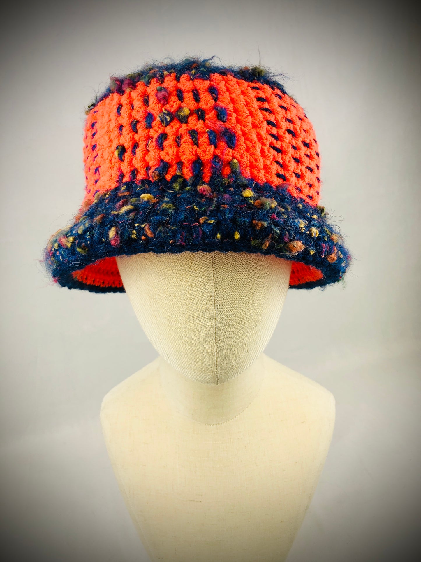 Blue orange bucket hat. Reversible
