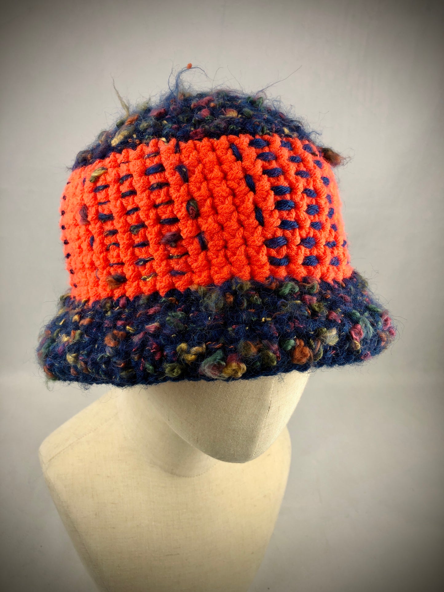 Blue orange bucket hat. Reversible