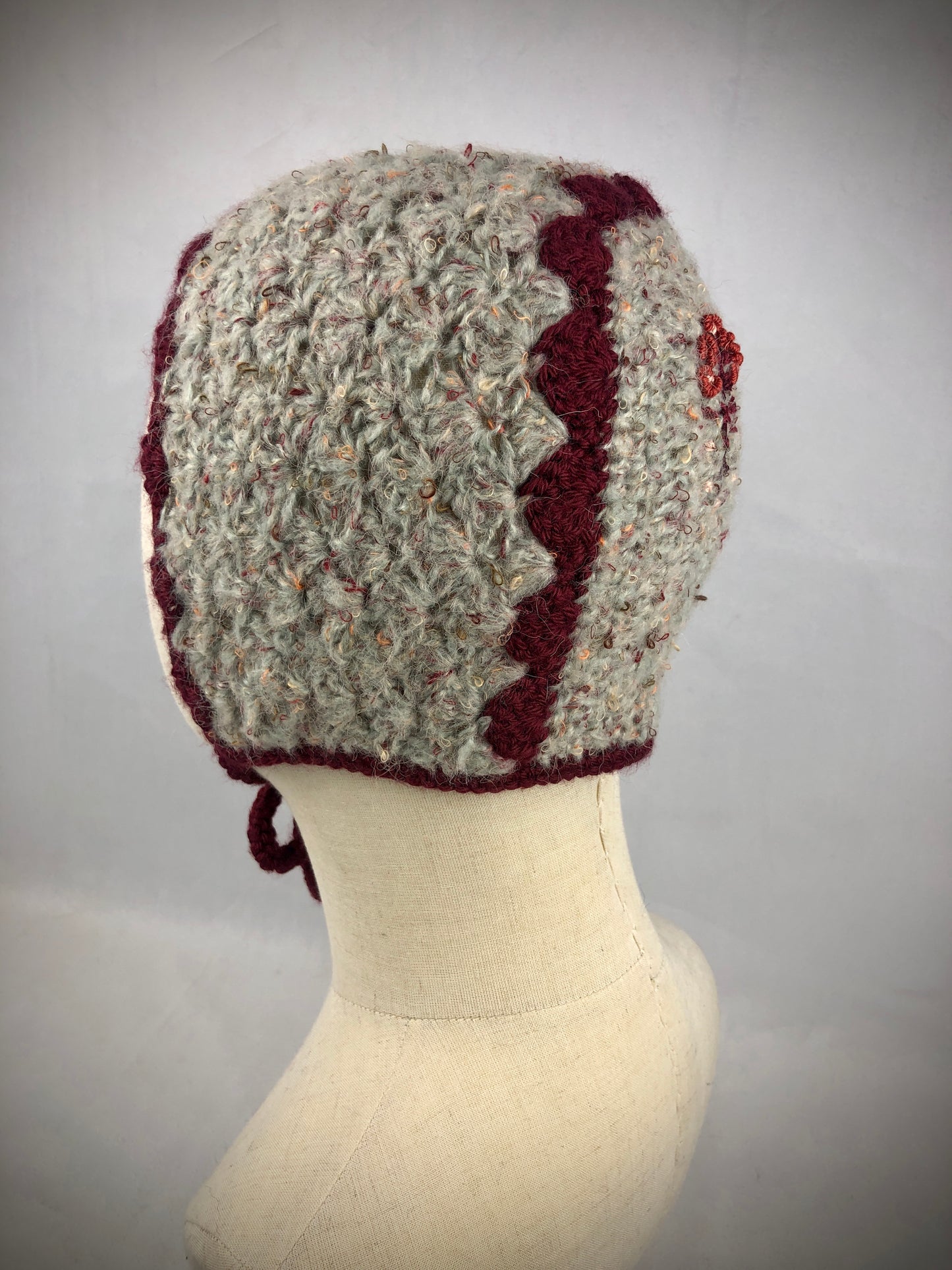 Grey mohair bonnet hat
