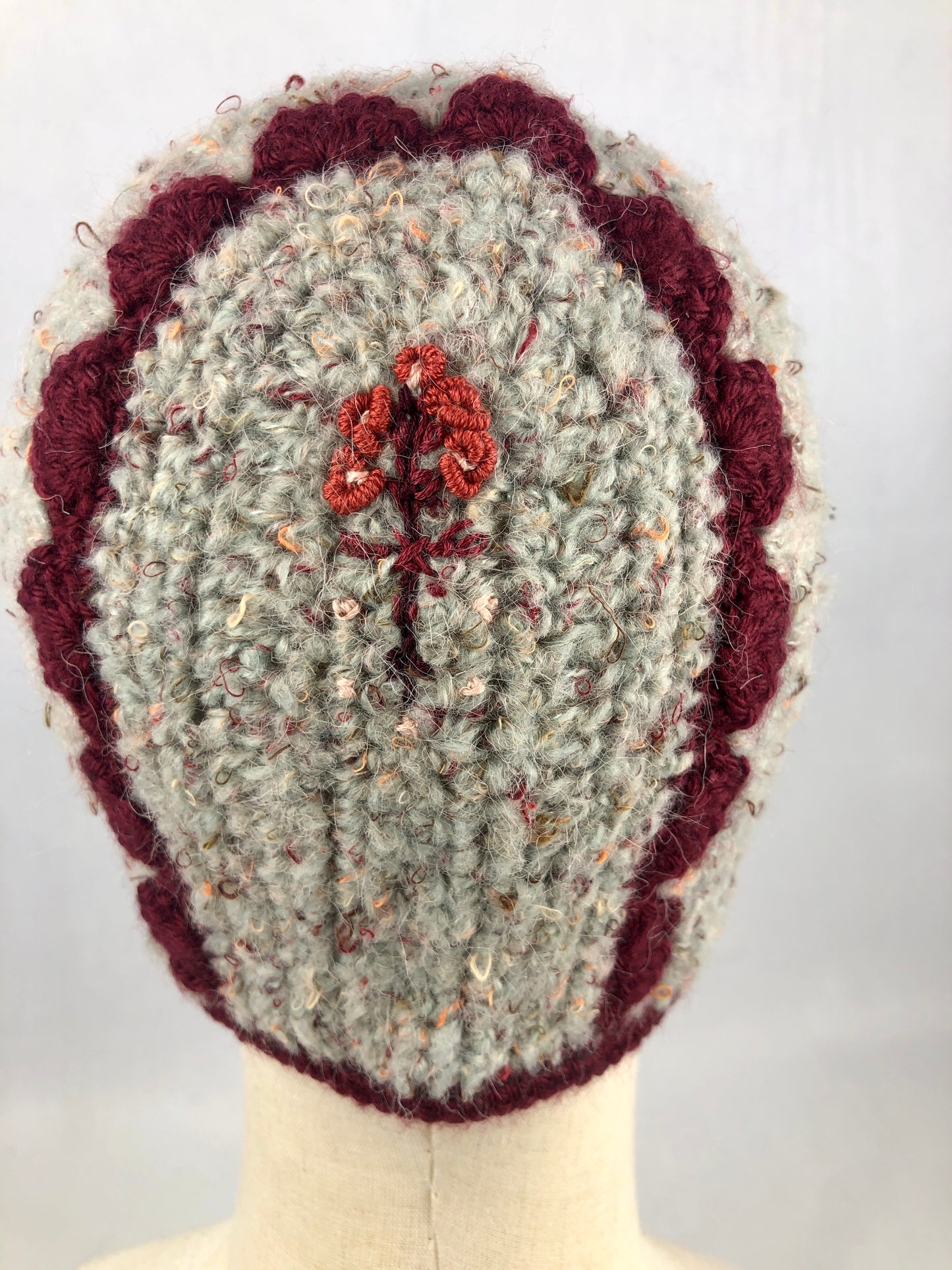 Grey mohair bonnet hat