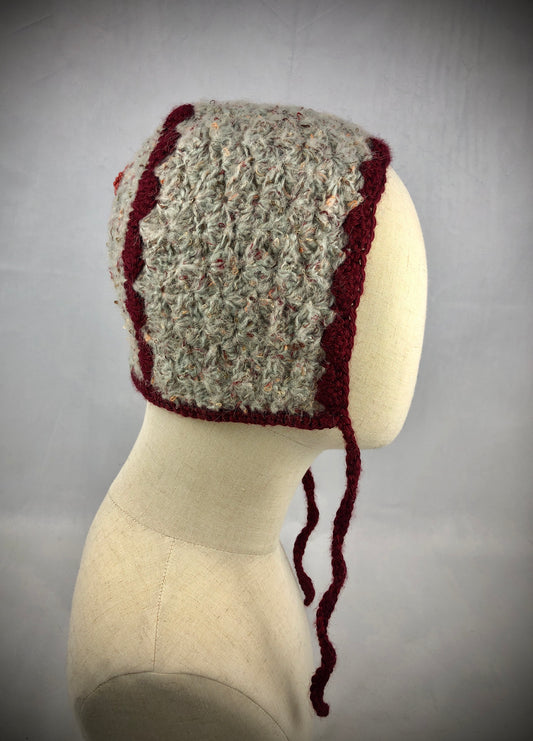 Grey mohair bonnet hat
