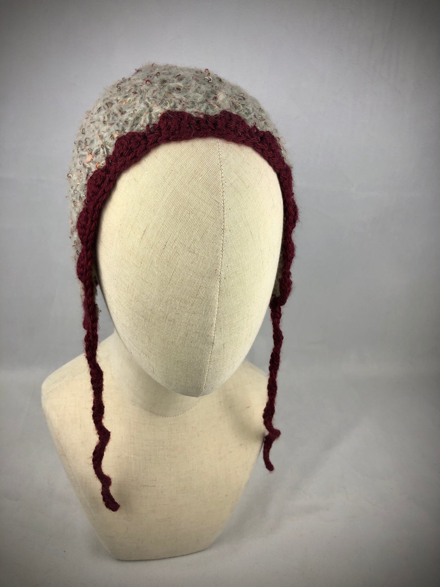 Grey mohair bonnet hat