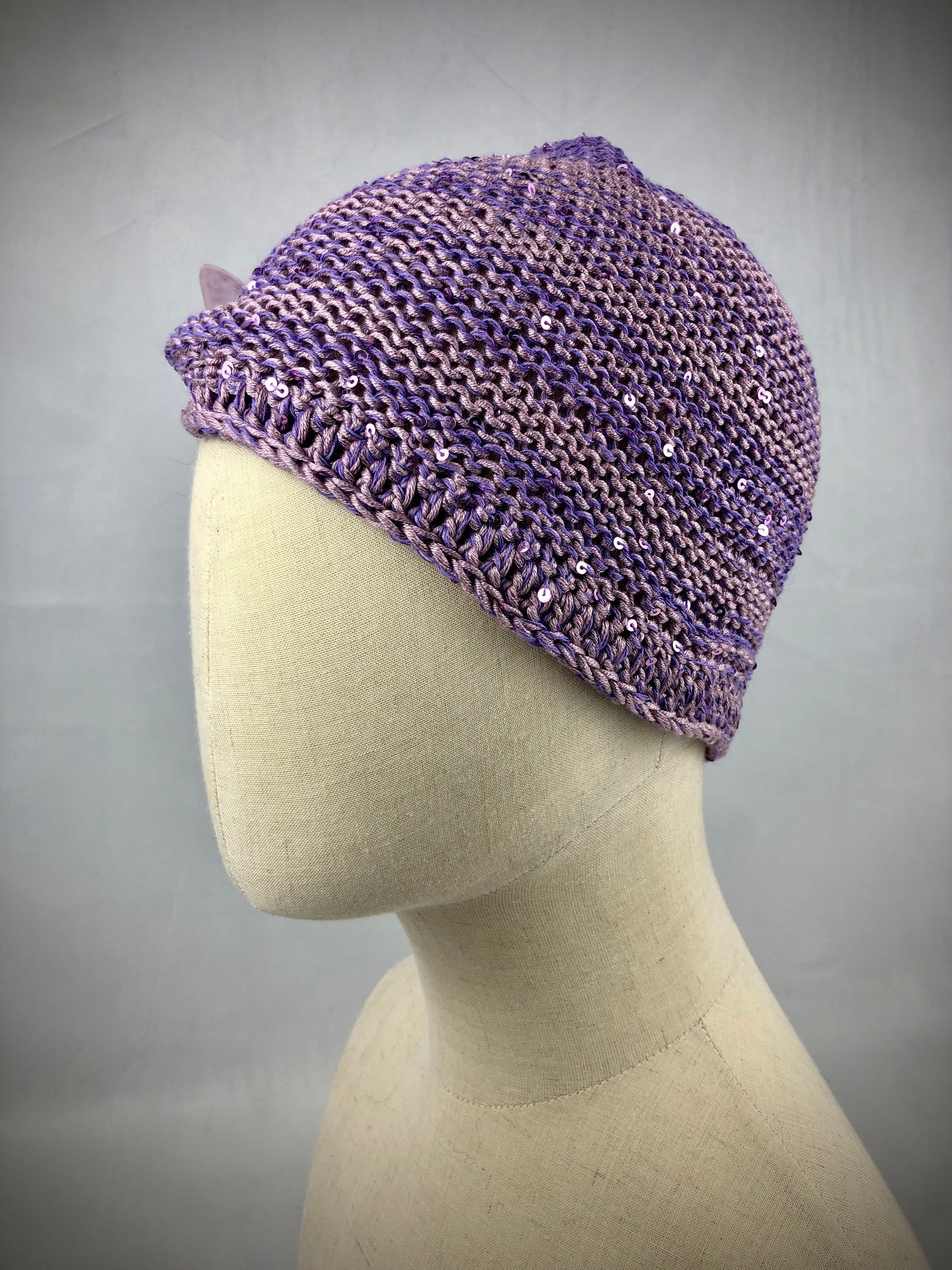 Purple butterfly cotton  beanie hat