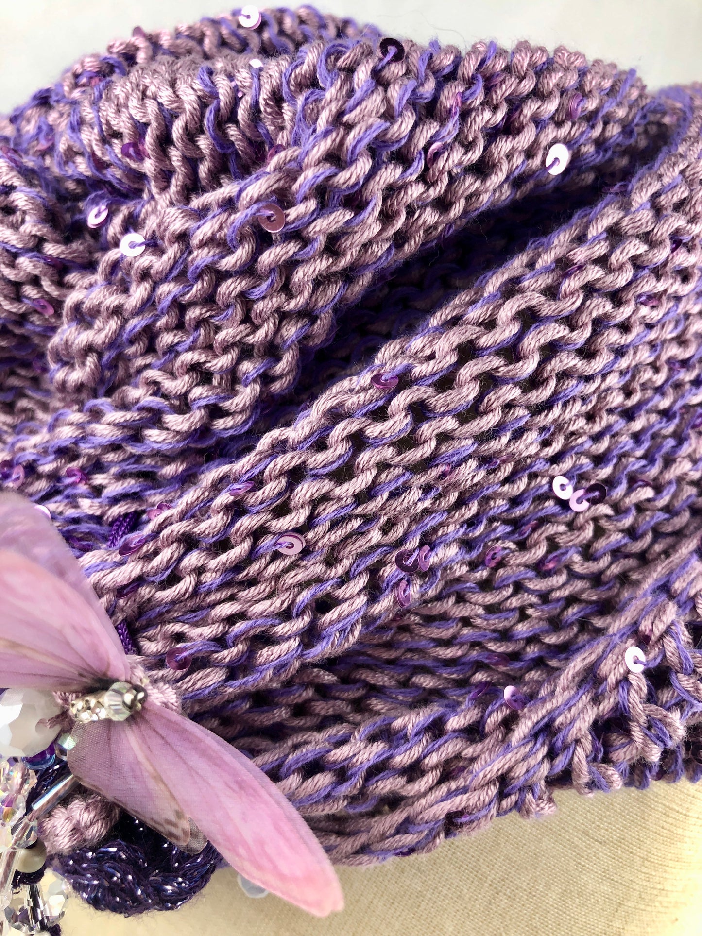 Purple butterfly cotton  beanie hat