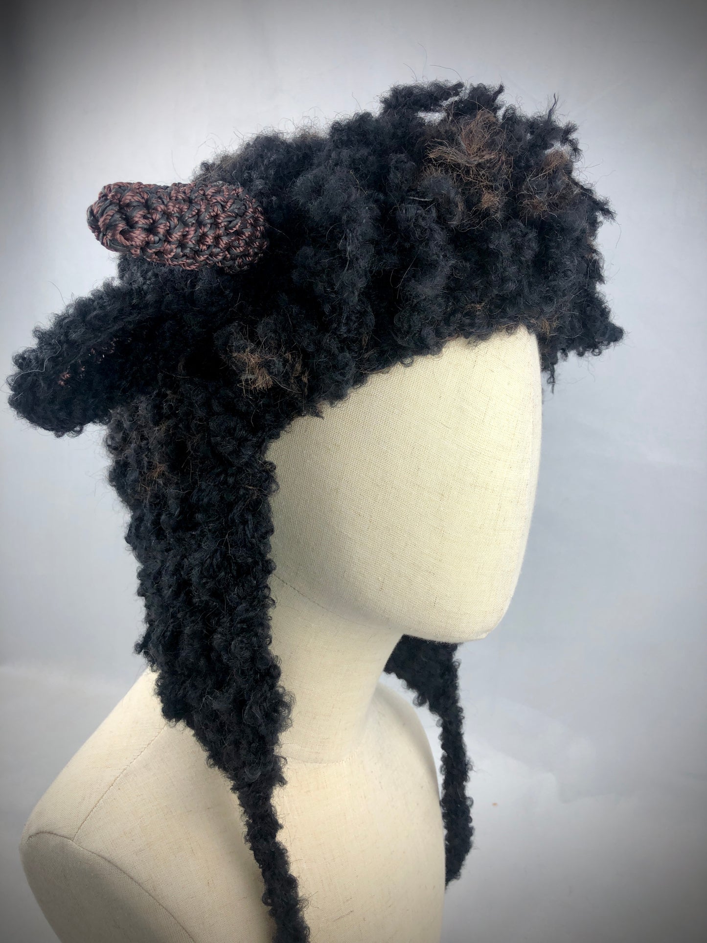 Black sheep earflaps wool hat